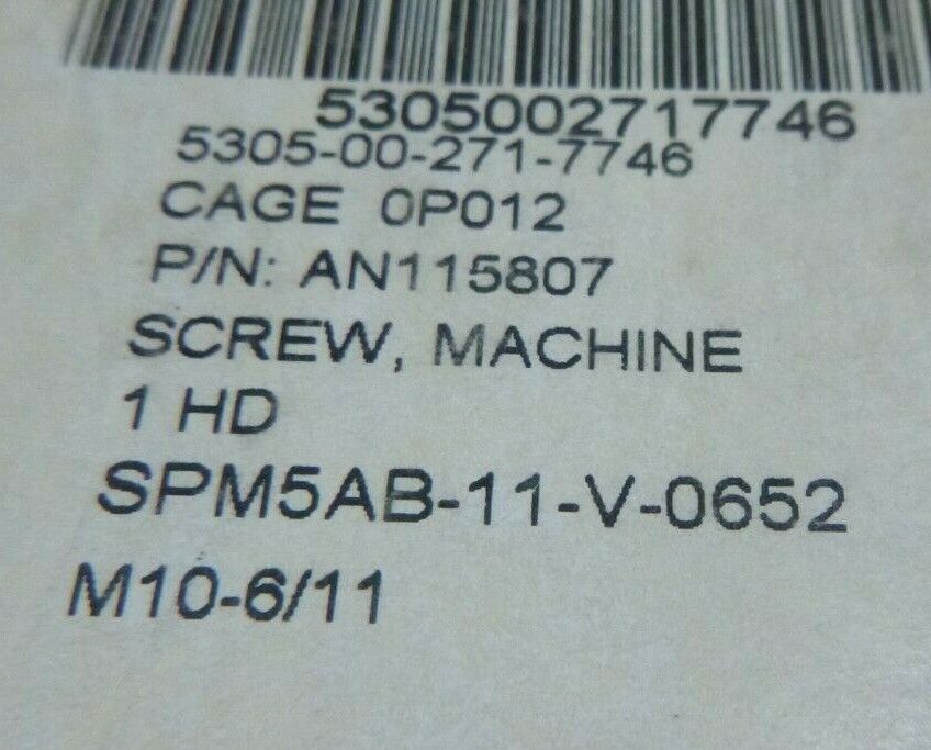 (100PC) AN115807 SLOT DRILLED HEAD