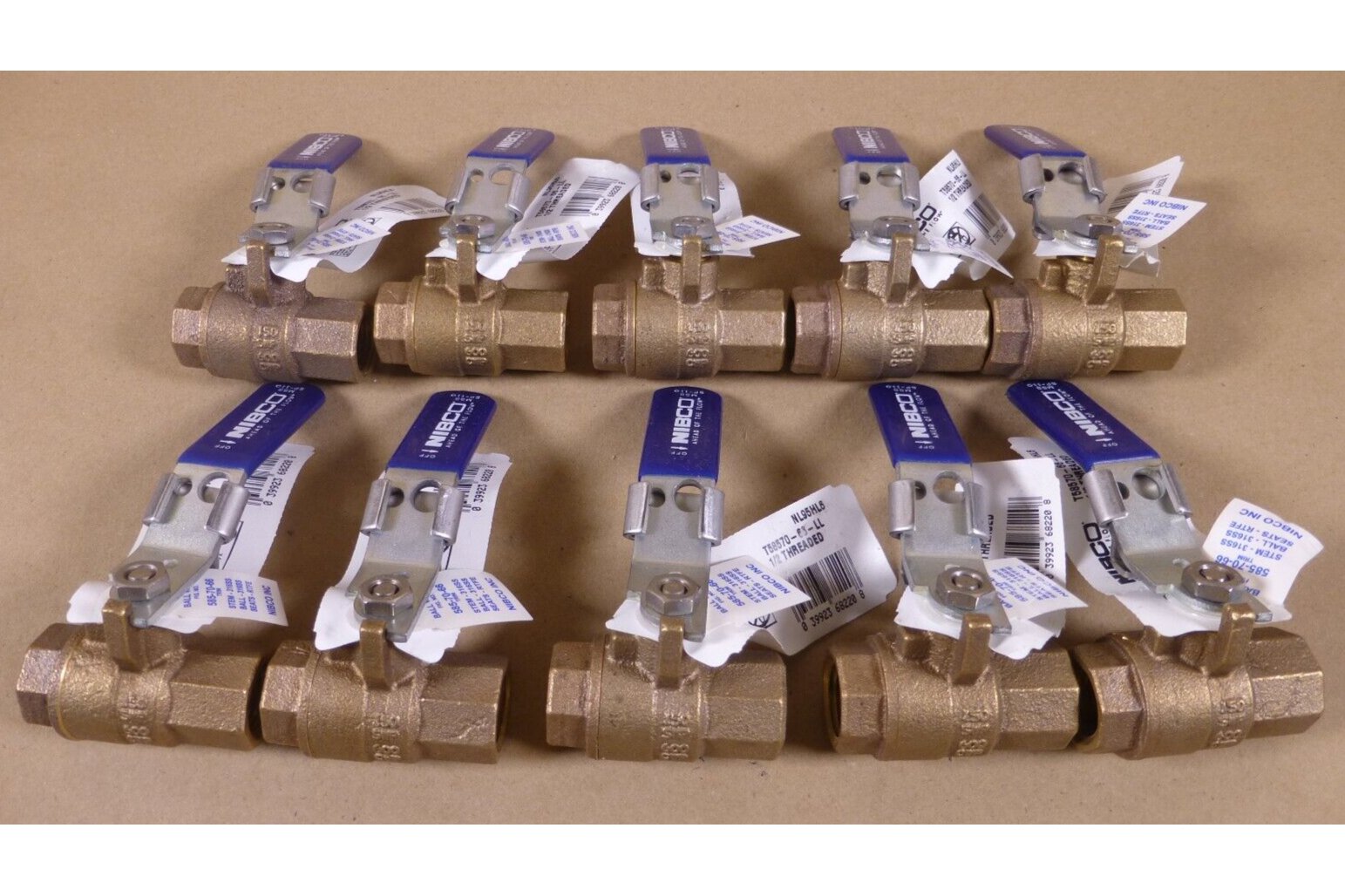 (10x) Nibco T-585-70-66-LL Bronze Full Port 1/2" FNTP Locking Lever Ball Valve | Industrial MRO Replacement Parts, Manufacturing Machine Parts & Components, Heavy Equipment Parts Supplier