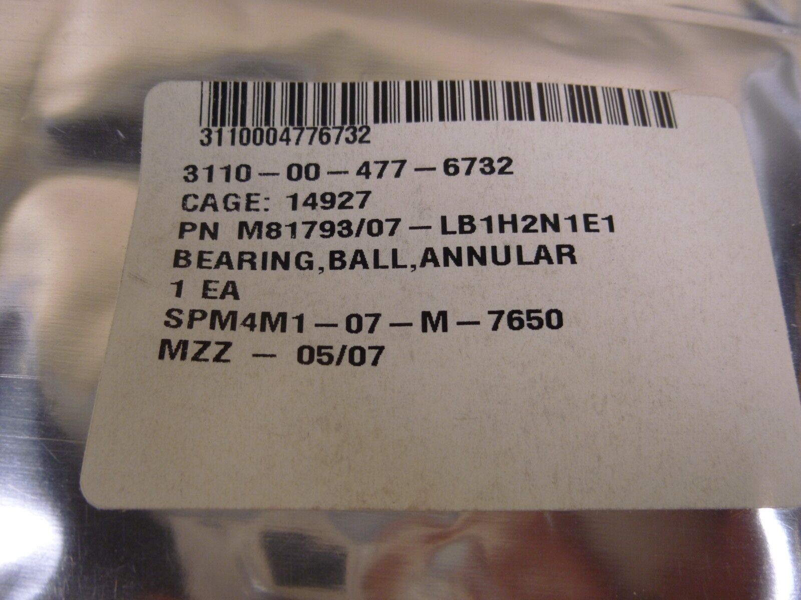 (13x) M81793/07-LB1H2N1E1 Annular Ball Bearing , 3110-00-477-6732 | Industrial Replacement Nuts & Bolts Distributor and Machinery Screws & Fasteners Supply