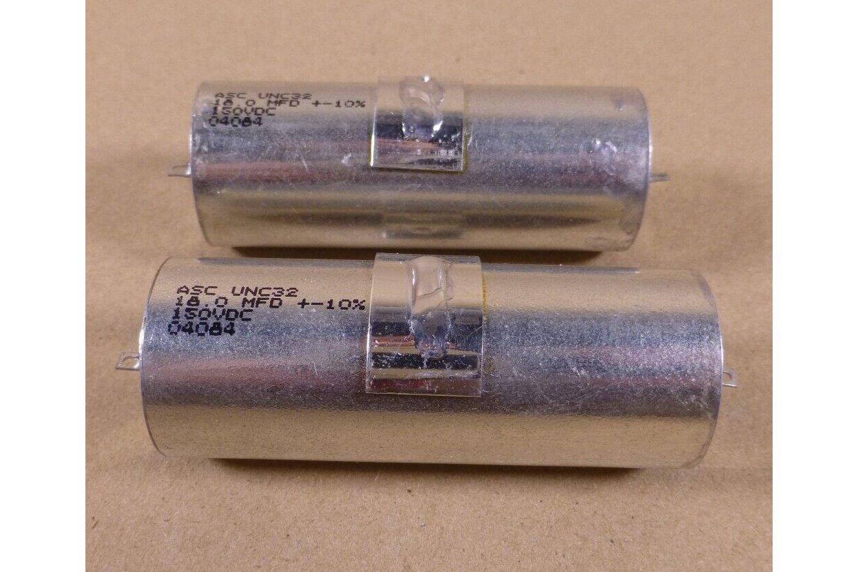 (2x) American Shizuki ASC UNC-32 UNC32 Capacitor 18MFD 150VDC | Electrical MRO Replacement Parts & Components and Commercial Electrical Supplies Company