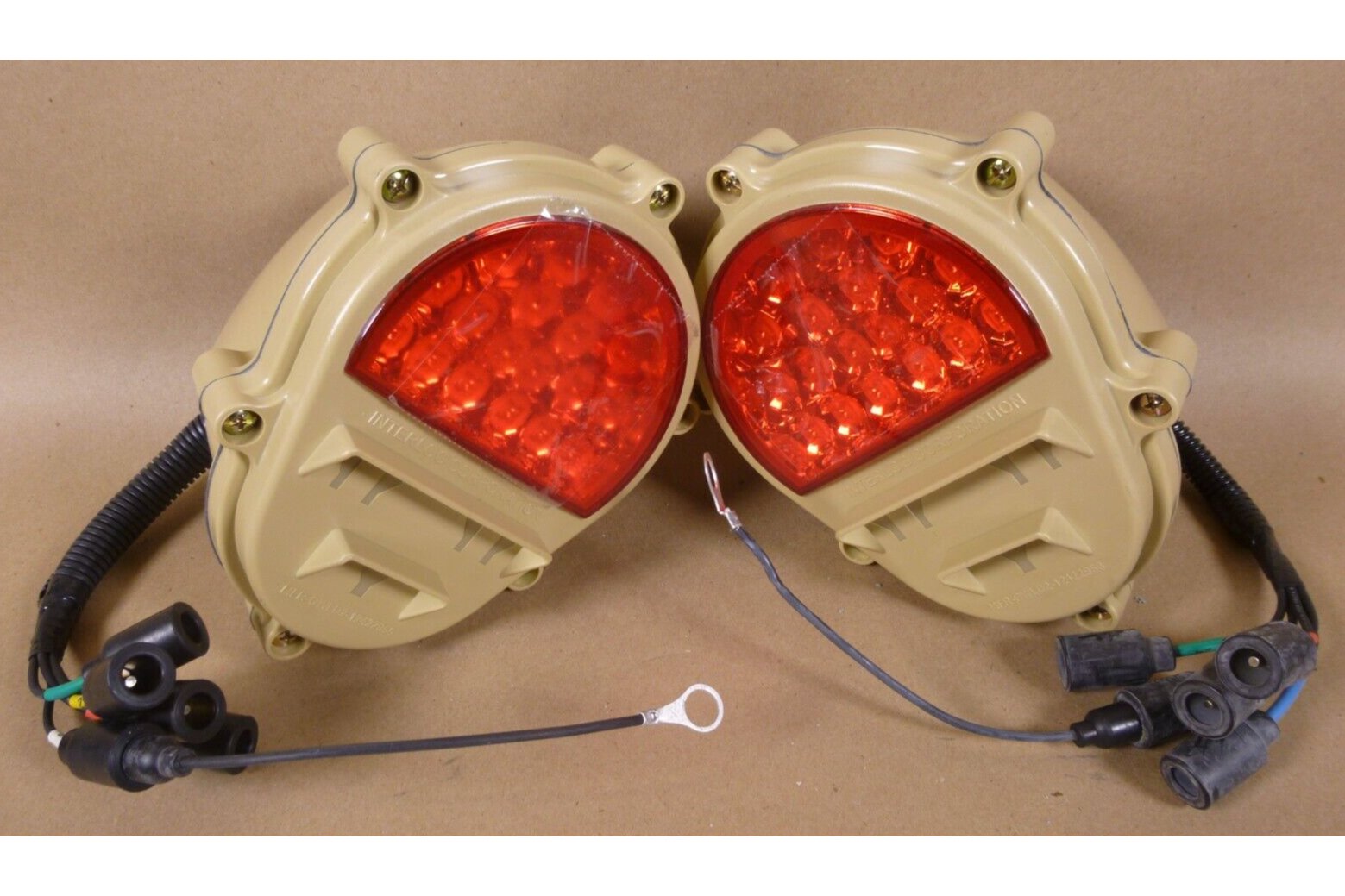 (2x) Humvee M998 FMTV M35 M939 Tan LED Rear Stop Tail Light Interlog 12422958 | Genuine M35 Military Truck Parts and M939 Cargo Truck Surplus Parts