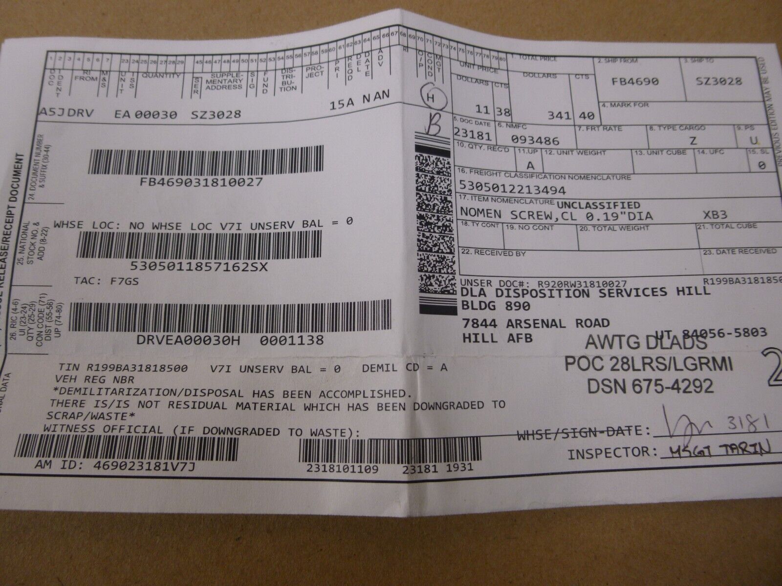 (30x) LD111-0044-2304 Close Tolerance Screws , 5305-01-185-7162 | Industrial Replacement Nuts & Bolts Distributor and Machinery Screws & Fasteners Supply