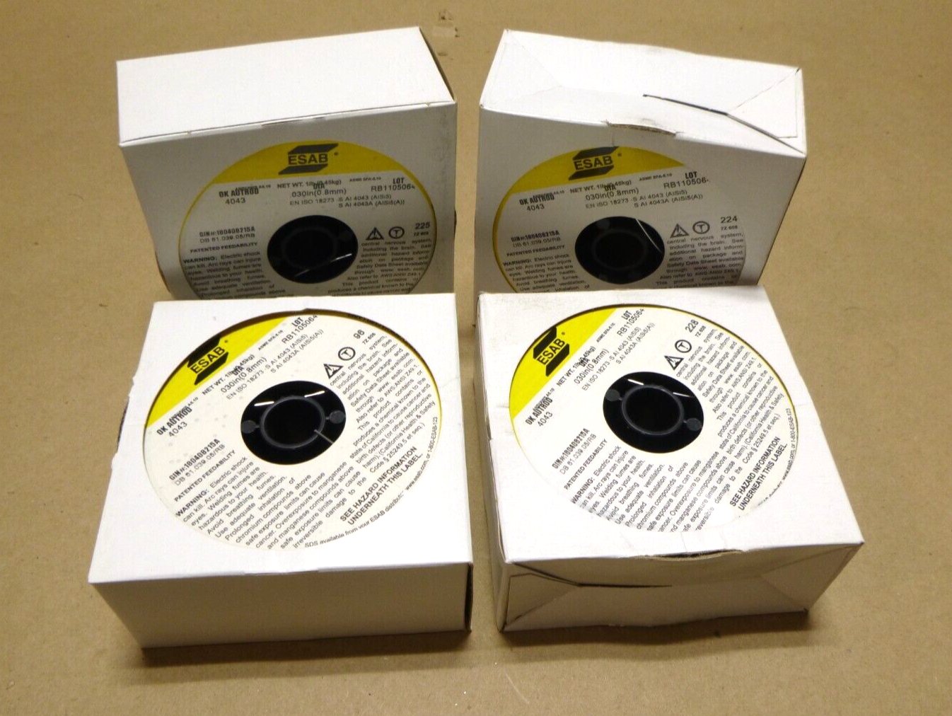 (4x) ESAB 180408215A, WIRE, MIG, ALUMINUM, 4043, 0.8MM (0.030) 1LB SPOOL | Industrial MRO Replacement Parts, Manufacturing Machine Parts & Components, Heavy Equipment Parts Supplier