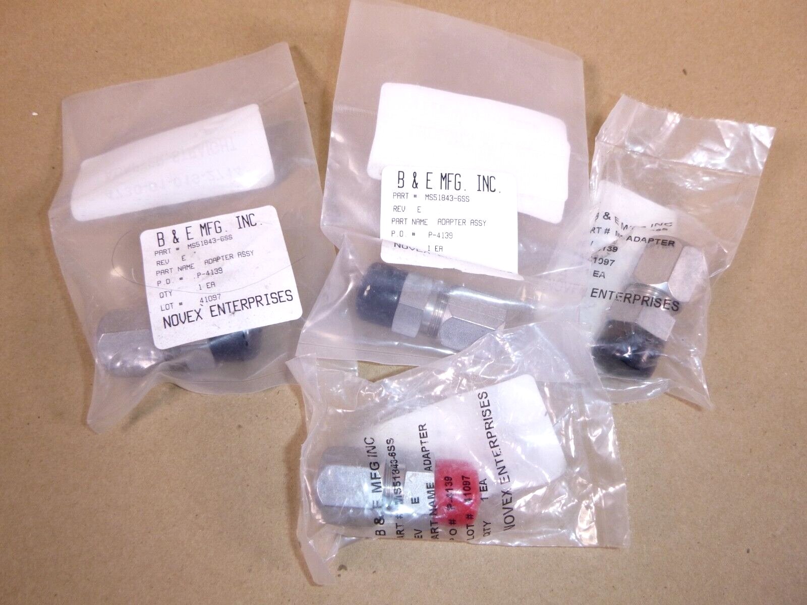 4x Straight Adapter Stainless Steel 24° Flareless Fitting 8F5BU-SS, MS51843-6SS | Industrial Replacement Nuts & Bolts Distributor and Machinery Screws & Fasteners Supply