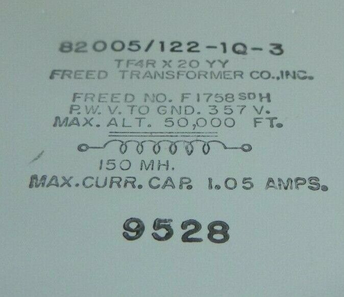 FREED 122-1Q-3 TRANSFORMER REACTOR F1758SDH 357V 50,000FT 150MH 1.05AMP | Electrical MRO Replacement Parts & Components and Commercial Electrical Supplies Company