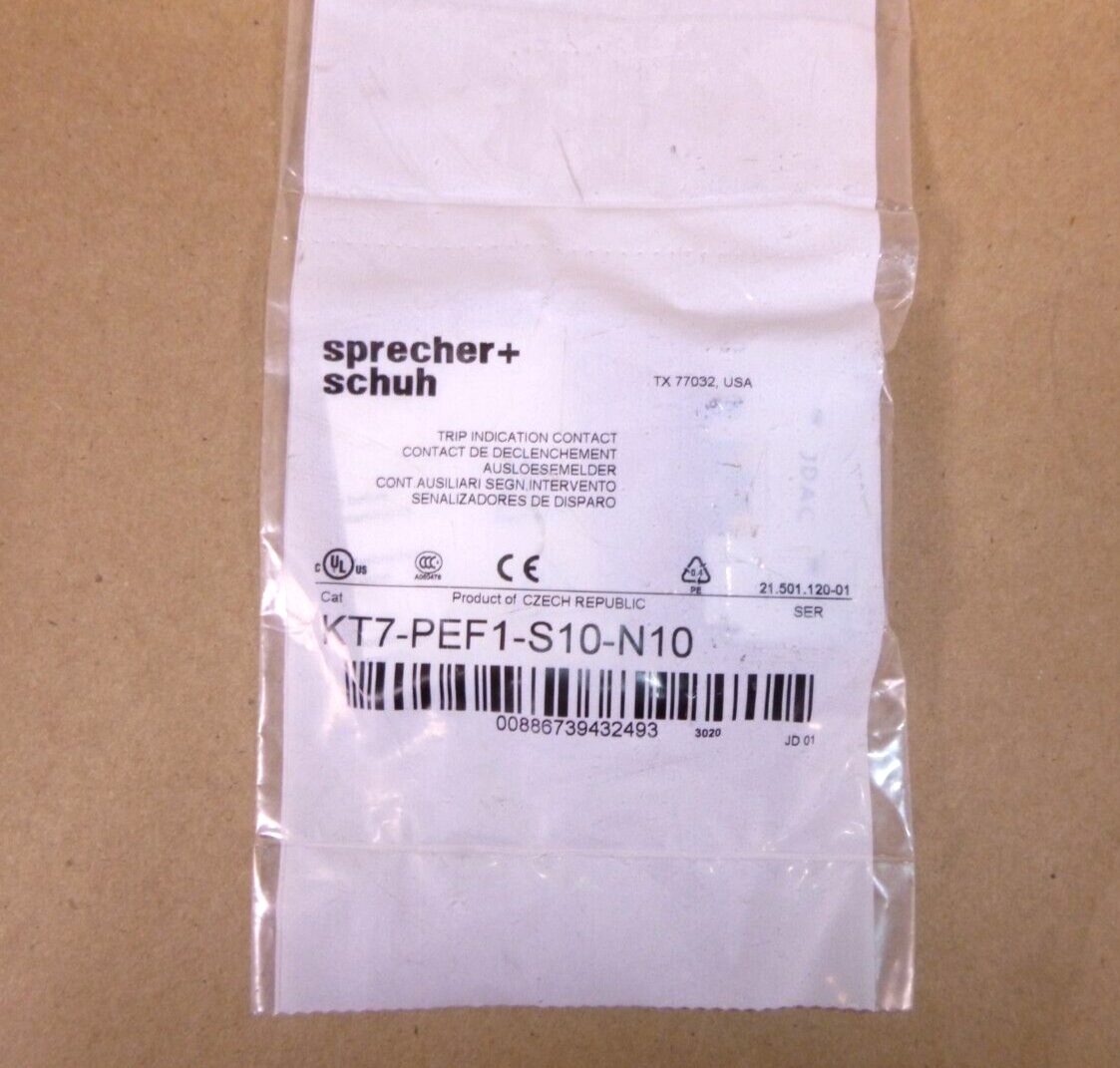 New Sprecher + Schuh KT7-PEF1-S10/N10 Trip Contact, 300 VAC, 2 Pole, 1NO Contact | Electrical MRO Replacement Parts & Components and Commercial Electrical Supplies Company