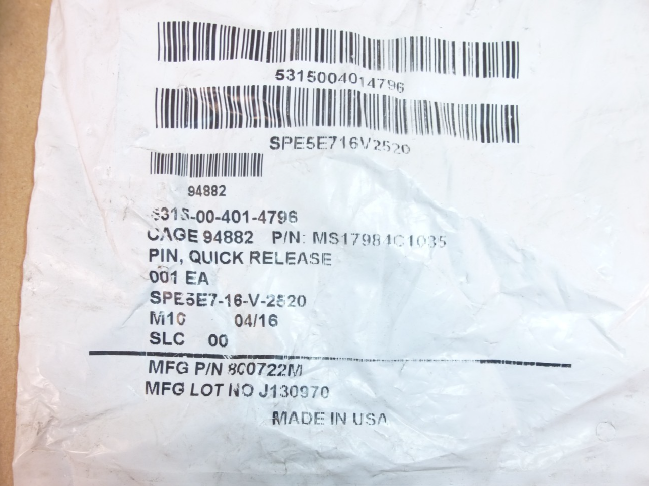 5/8" X 3-1/2" GRIP LENGTH JERGENS 17-4 SS BALL LOCK QUICK RELEASE PIN MIL-SPEC | Industrial Replacement Nuts & Bolts Distributor and Machinery Screws & Fasteners Supply