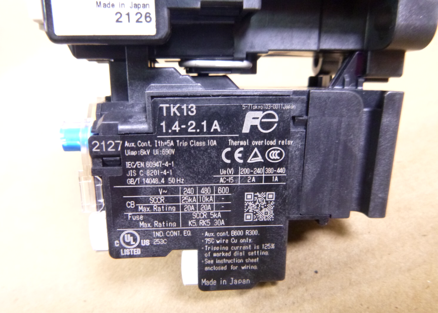 SC-03 Fuji SW-NO3/T Magnetic Starter 110V Coil With Thermal Relay TK13 1.4-2.1 A | Electrical MRO Replacement Parts & Components and Commercial Electrical Supplies Company