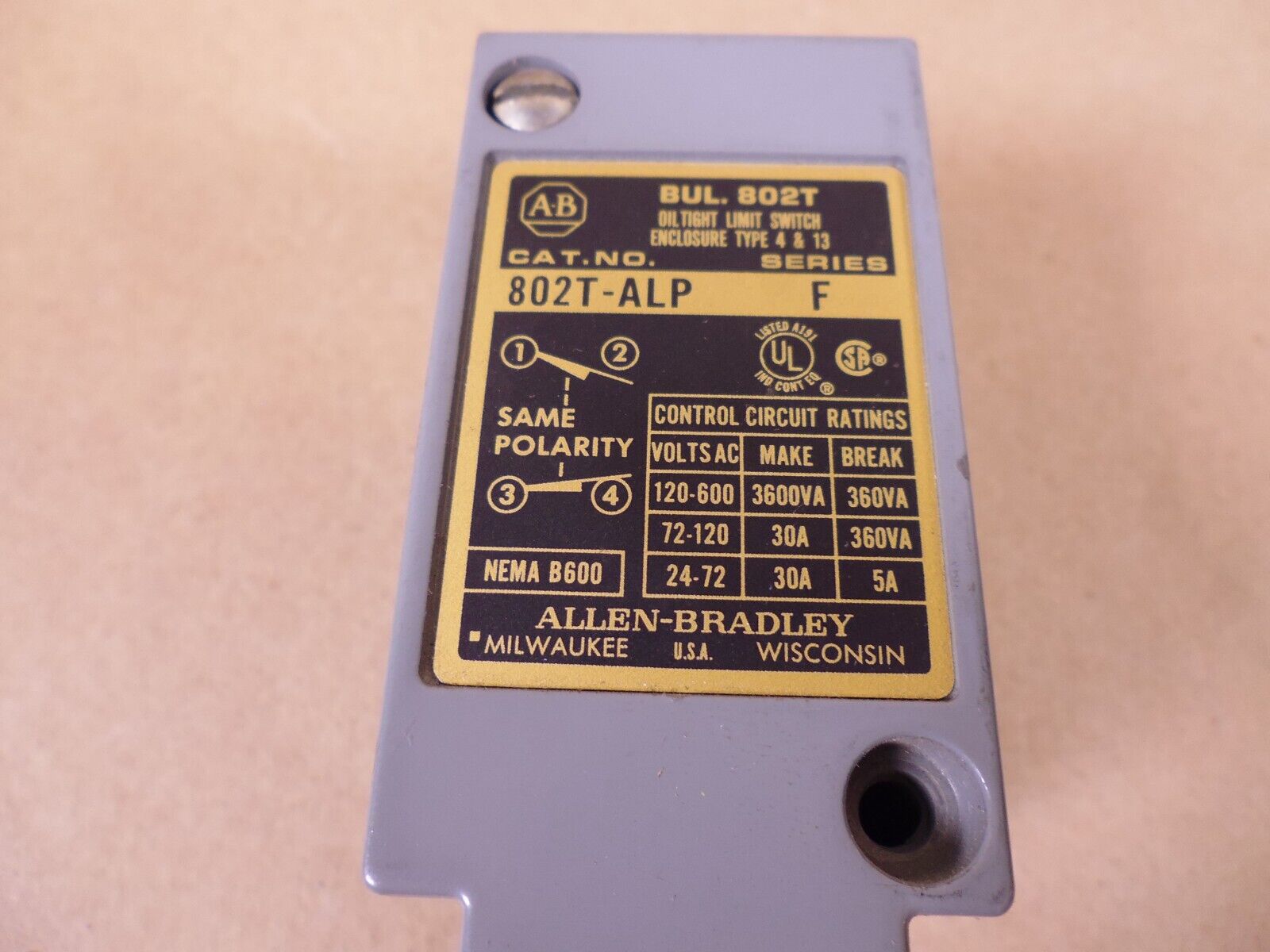 (Lot of 4) AB Allen-Bradley 802T-ALP Oiltight Limit Switch *BODY ONLY* | Industrial MRO Replacement Parts, Manufacturing Machine Parts & Components, Heavy Equipment Parts Supplier