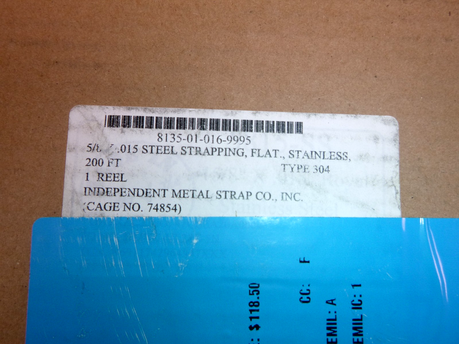 5/8″ x .015 Stainless Steel Banding Strapping – 200 Ft. Coil Military Surplus