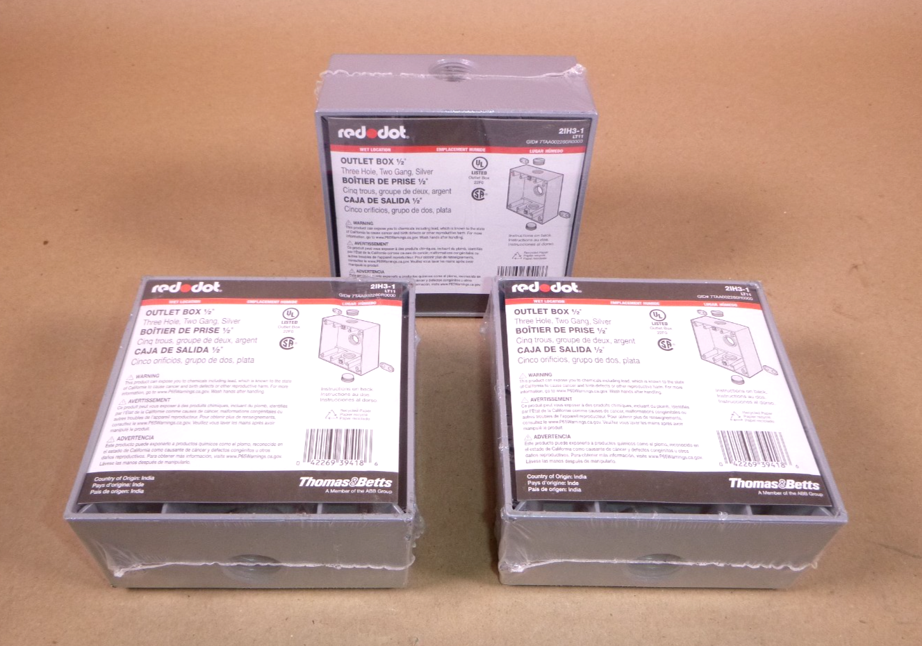 Red Dot 2IH3-1 Two Gang Universal Weatherproof Box 3 Outlets (Lot of 3) | Industrial MRO Replacement Parts, Manufacturing Machine Parts & Components, Heavy Equipment Parts Supplier