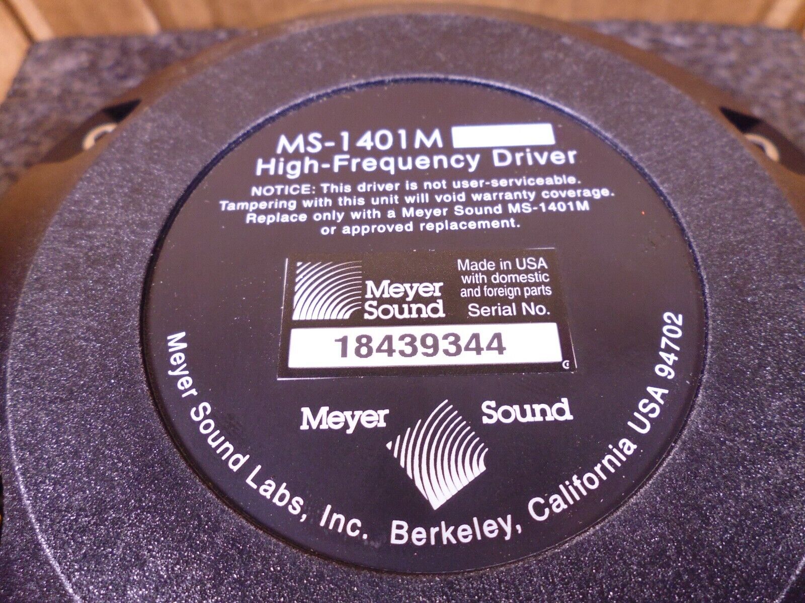 Meyer Sound MS-1401M 3-inch Diaphragm High-Frequency Exit Driver , 40.076.037.01 | Electrical MRO Replacement Parts & Components and Commercial Electrical Supplies Company