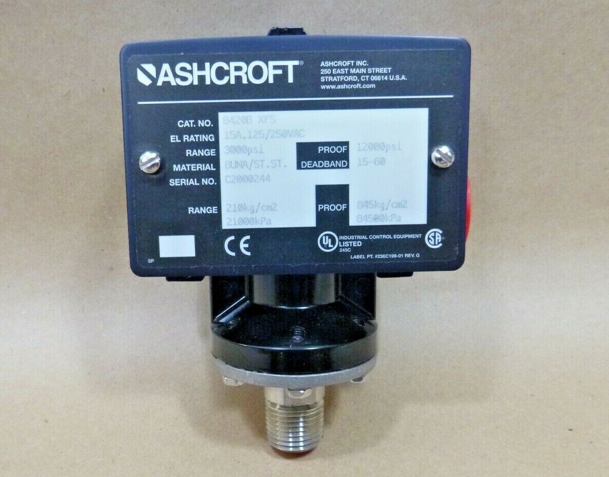 Ashcroft B420BXFS Differential Pressure Switch 3000 Psi - 15 Amp - 125/250 Vac | Industrial MRO Replacement Parts, Manufacturing Machine Parts & Components, Heavy Equipment Parts Supplier