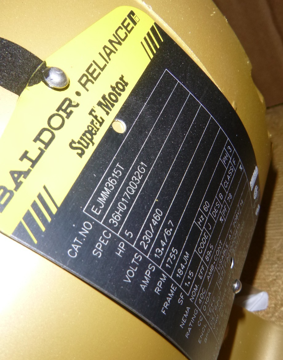 Baldor EJMM3615T 5HP 3PH 1755 RPM 230/460V Pump Motor 184JM