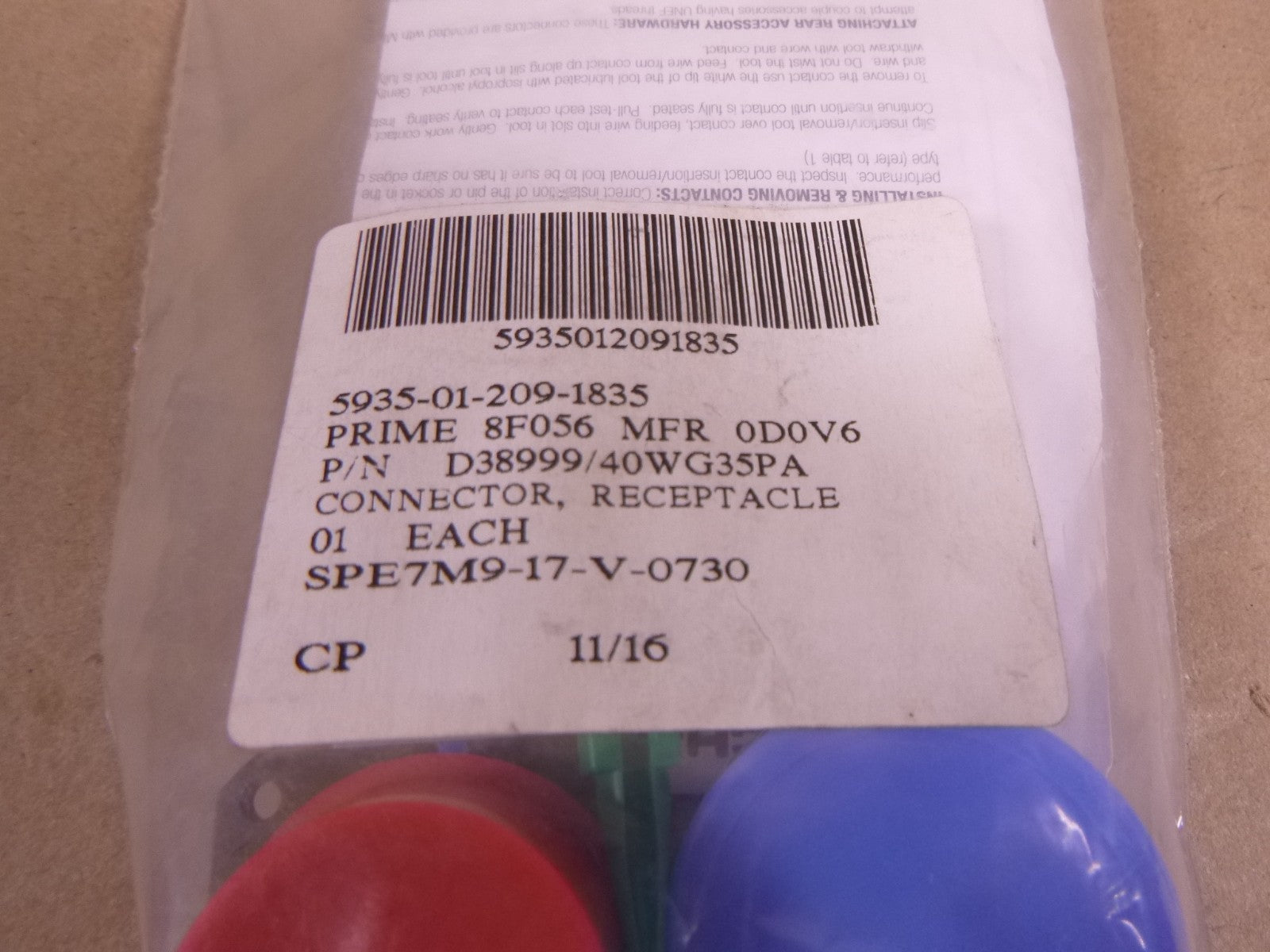 D38999/40WG35PA Electrical Circular Mil Connector , 5935-01-209-1835 | Electrical MRO Replacement Parts & Components and Commercial Electrical Supplies Company