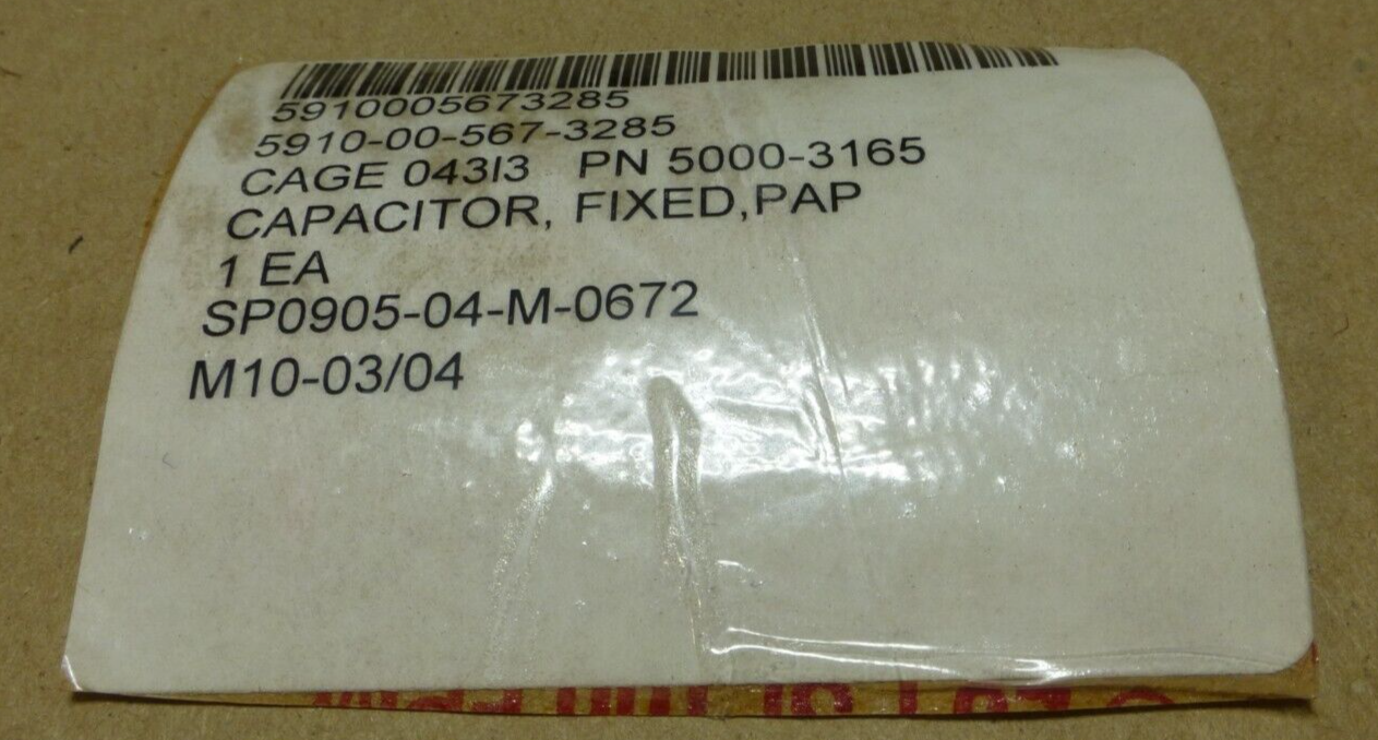 SPECTRUM CONTROL 5000-3165 PAPER DIELECTRIC FIXED CAPACITOR , 5910-00-567-3285 | Electrical MRO Replacement Parts & Components and Commercial Electrical Supplies Company
