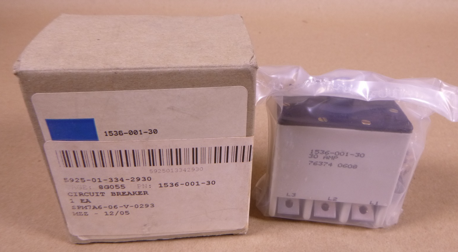 1536-001-30 Eaton Circuit Breaker 30 Amp 3 Pole , 5925-01-334-2930 | Electrical MRO Replacement Parts & Components and Commercial Electrical Supplies Company