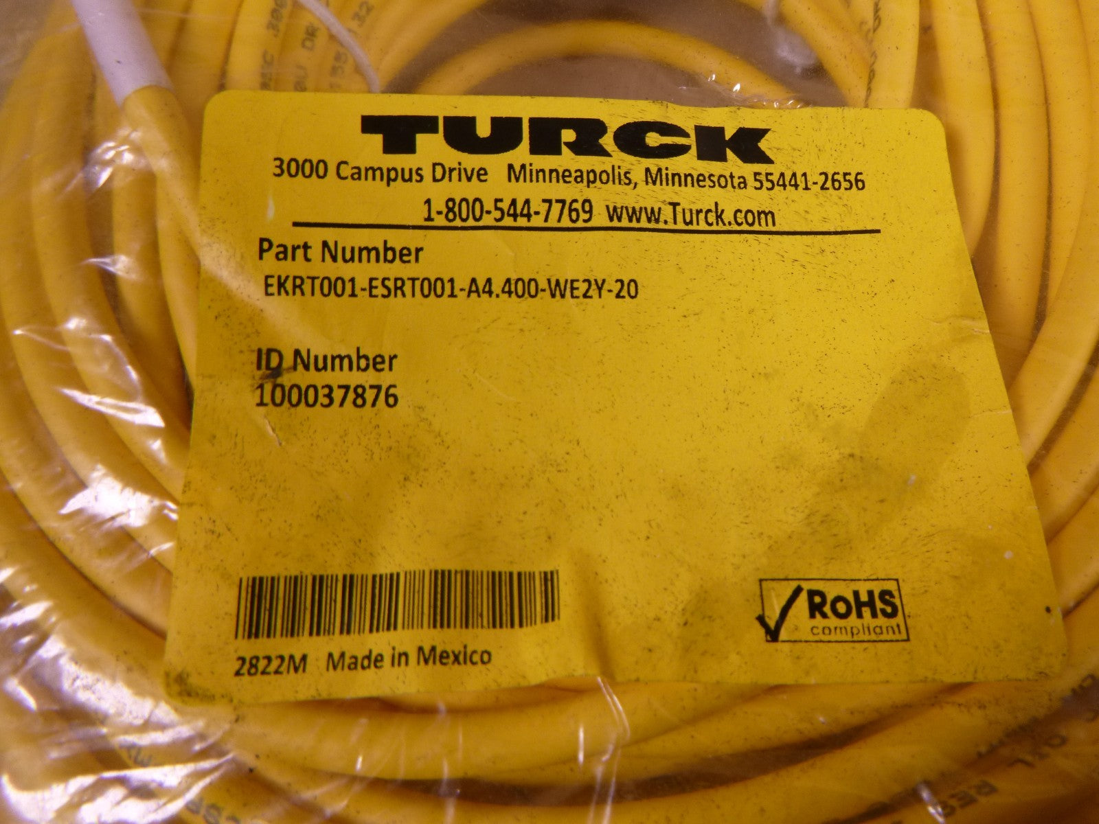 Turck EKRT001-ESRT001-A4.400-WE2Y-20 20M 4-Pin Cable , 100037876 | Electrical MRO Replacement Parts & Components and Commercial Electrical Supplies Company