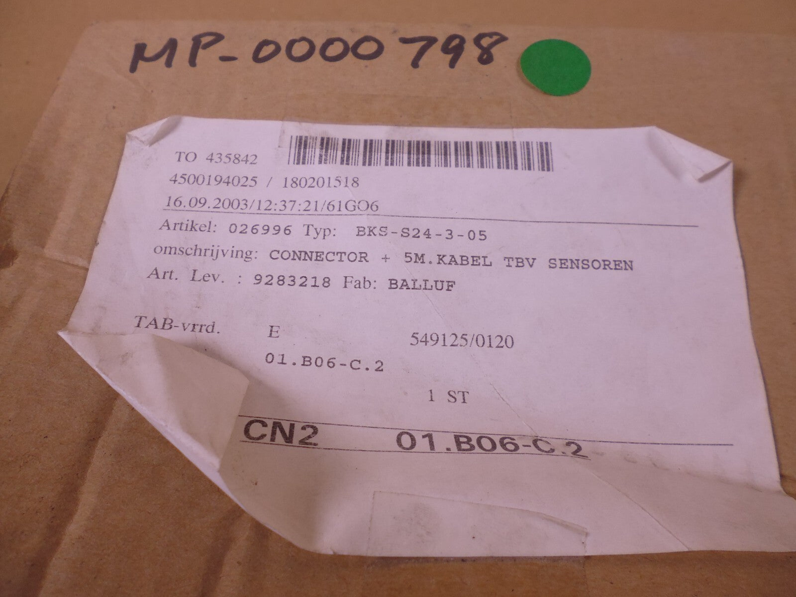 Balluff 524772 BKS-S 24-3-05 Connector Sensor Cable , BKSS24305 | Electrical MRO Replacement Parts & Components and Commercial Electrical Supplies Company