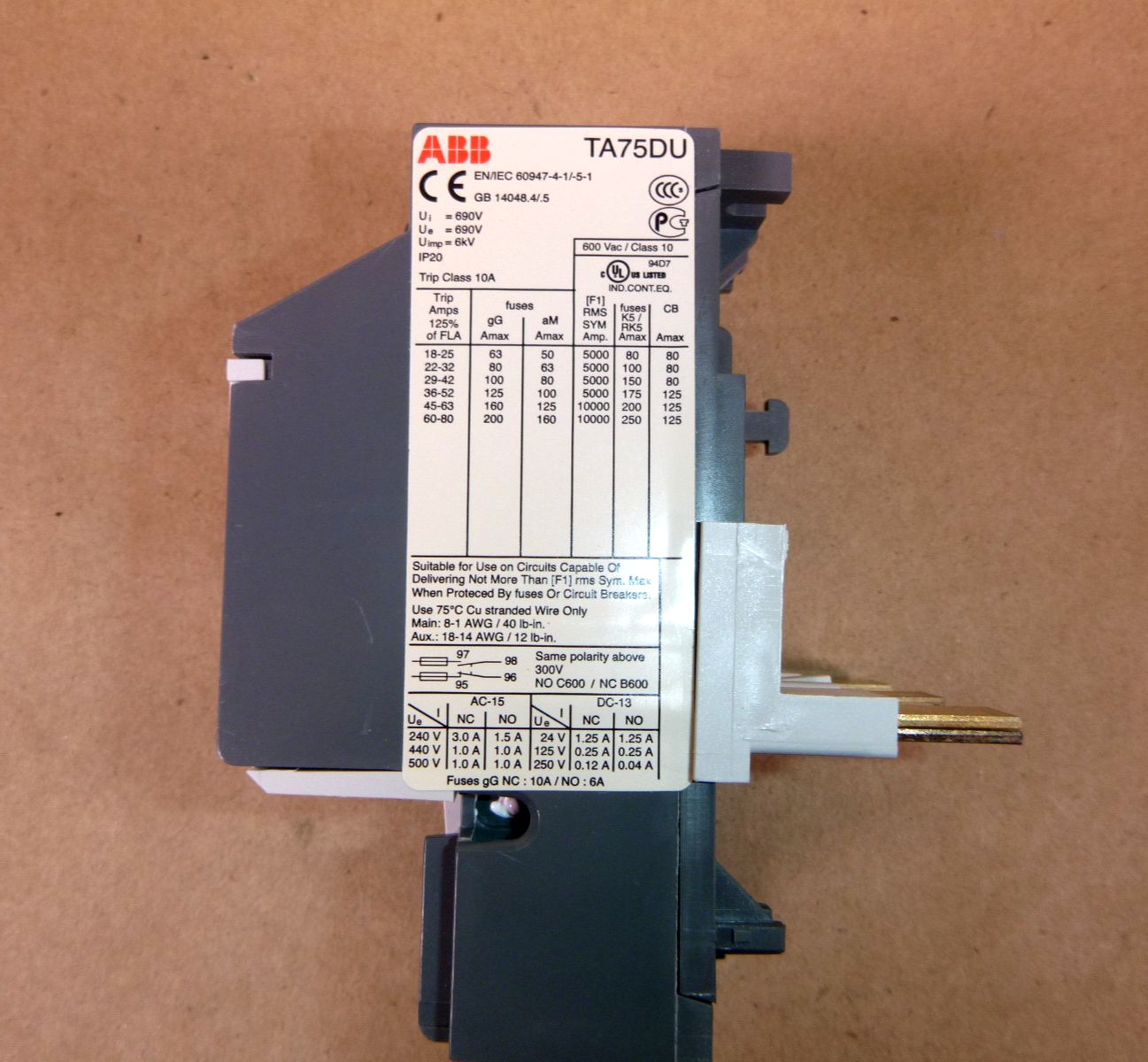 ABB TA75DU-80M Thermal Overload Relay | Electrical MRO Replacement Parts & Components and Commercial Electrical Supplies Company