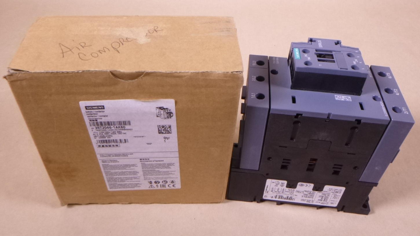 Siemens 3RT2046-1AK60 Contactor 95 Amp 400V 45kW 1NO 1NC , 110/120V 50/60Hz