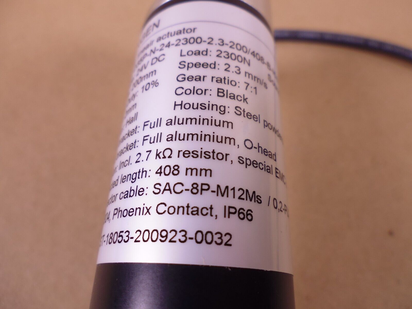 Langen 00275183 AxiPro Linear Actuator D35 200mm 24VDC 2300N 7:1 2.3mm/s | Industrial MRO Replacement Parts, Manufacturing Machine Parts & Components, Heavy Equipment Parts Supplier