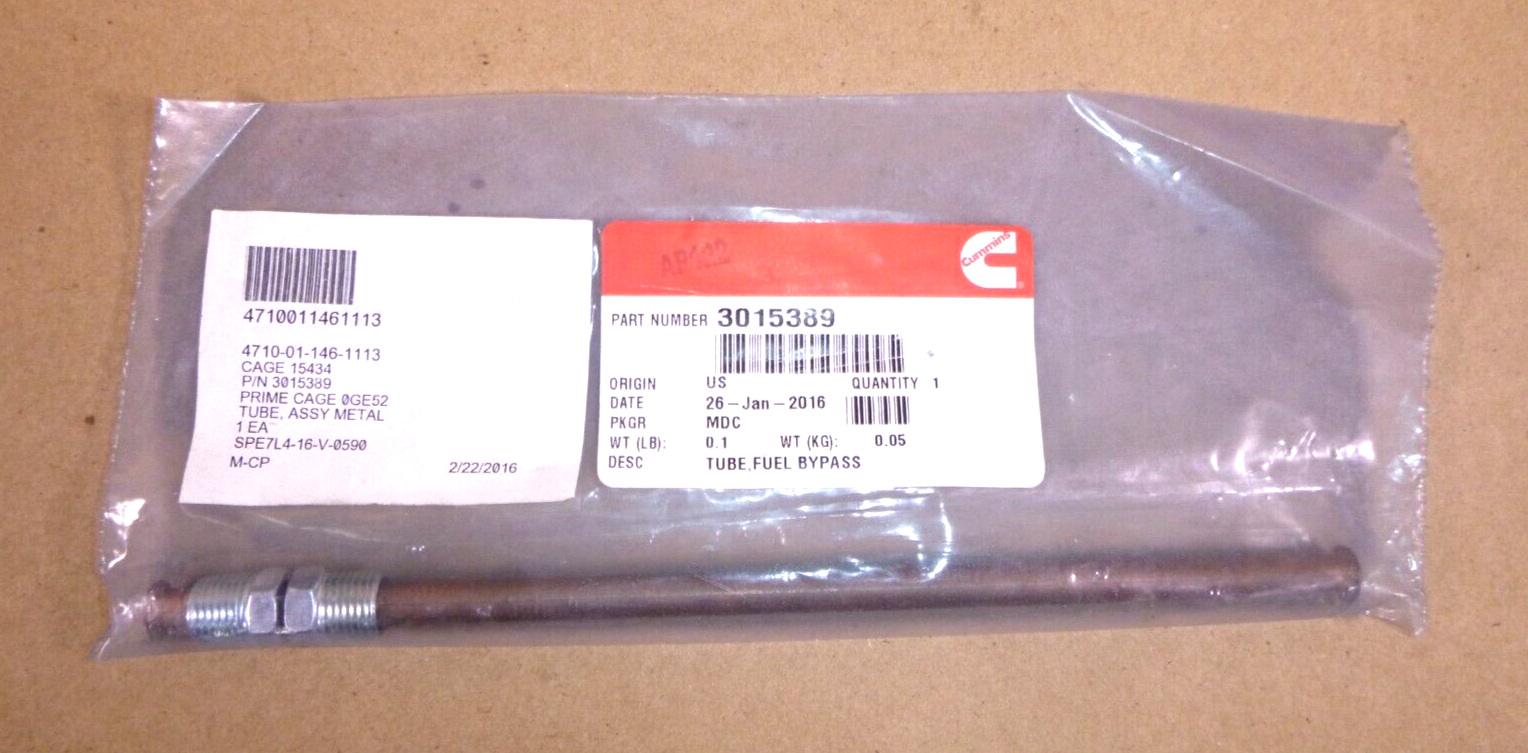 Genuine OEM Cummins Fuel Drain Bypass Tube 3015389 | Replacement Truck Parts, Trailer Accessories, Automobile Supplies, Car Parts & Accessories