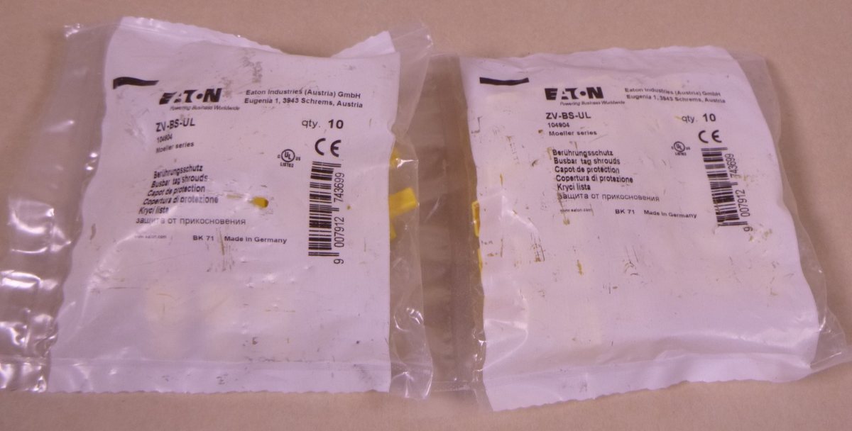 EATON ZV-BS-UL Busbar Tag Shrouds 104904 Moeller Series (Lot Of 20)