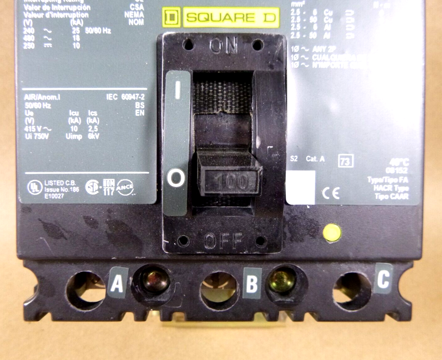 New Square D FA34100, I-Line Plug-In Molded Case Circuit Breaker 100A 3P 480V | Electrical MRO Replacement Parts & Components and Commercial Electrical Supplies Company