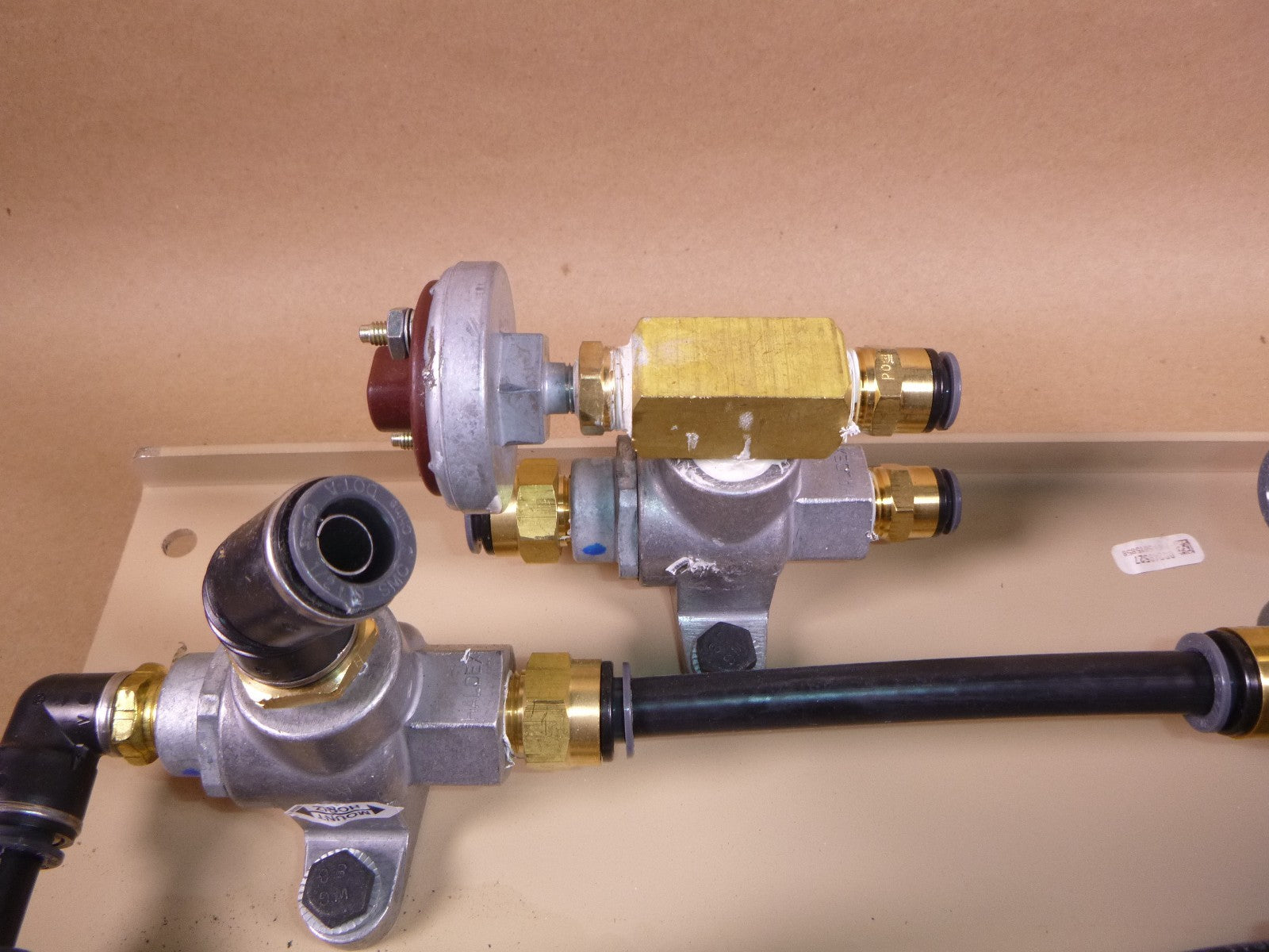 USGI FMTV E-7 Pneumatic Brake Valve W/ Floor Panel, Fittings & Pressure Switches | Genuine FMTV Replacement Parts, LMTV Parts For Sale and Military Surplus Medium Tactical Vehicle Parts & Components