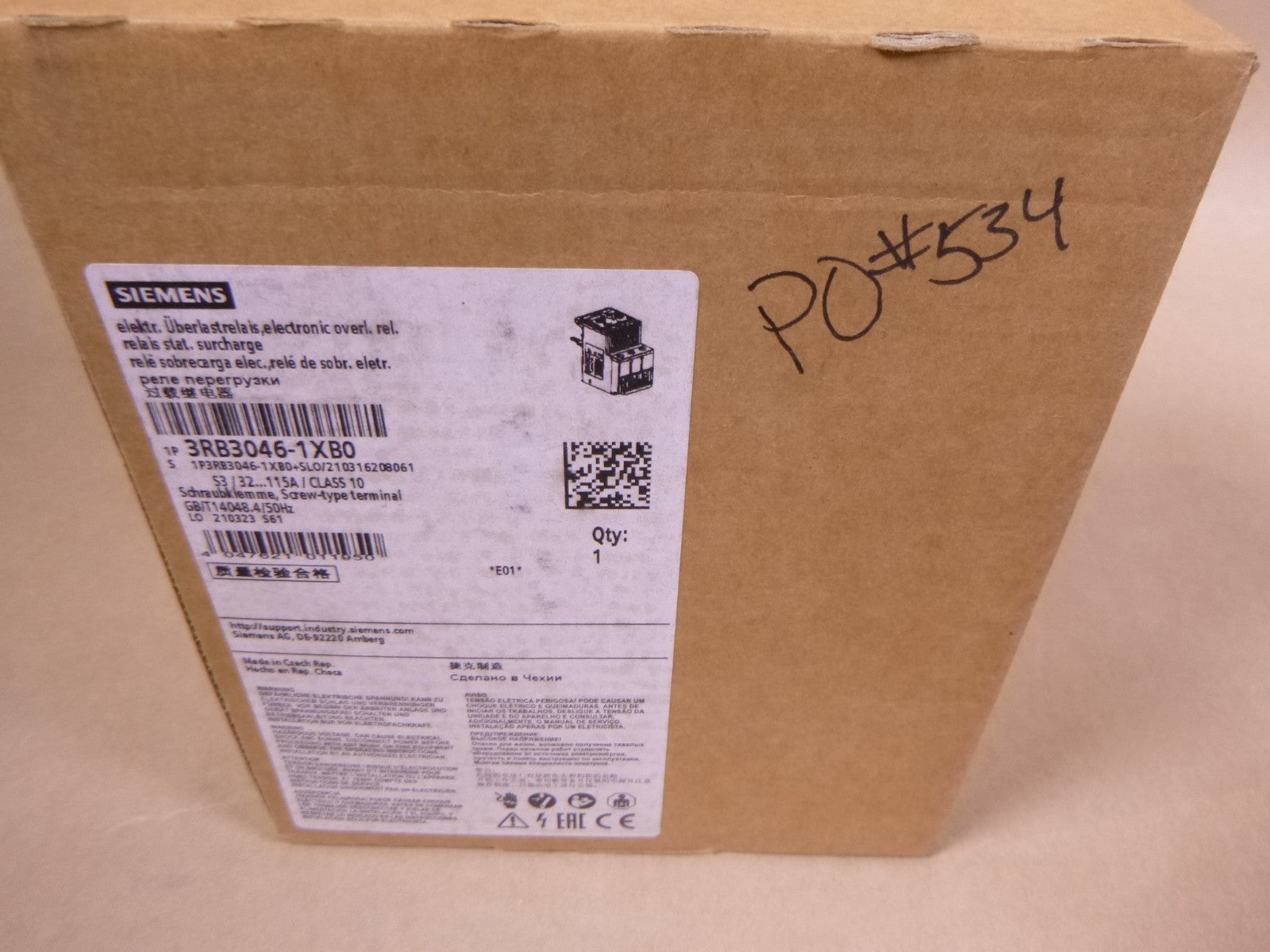 SIEMENS Sirius 3RB3046-1XB0 Overload Relay , 32-115A, 1000V 50/60Hz 8kV 1NC/1NO