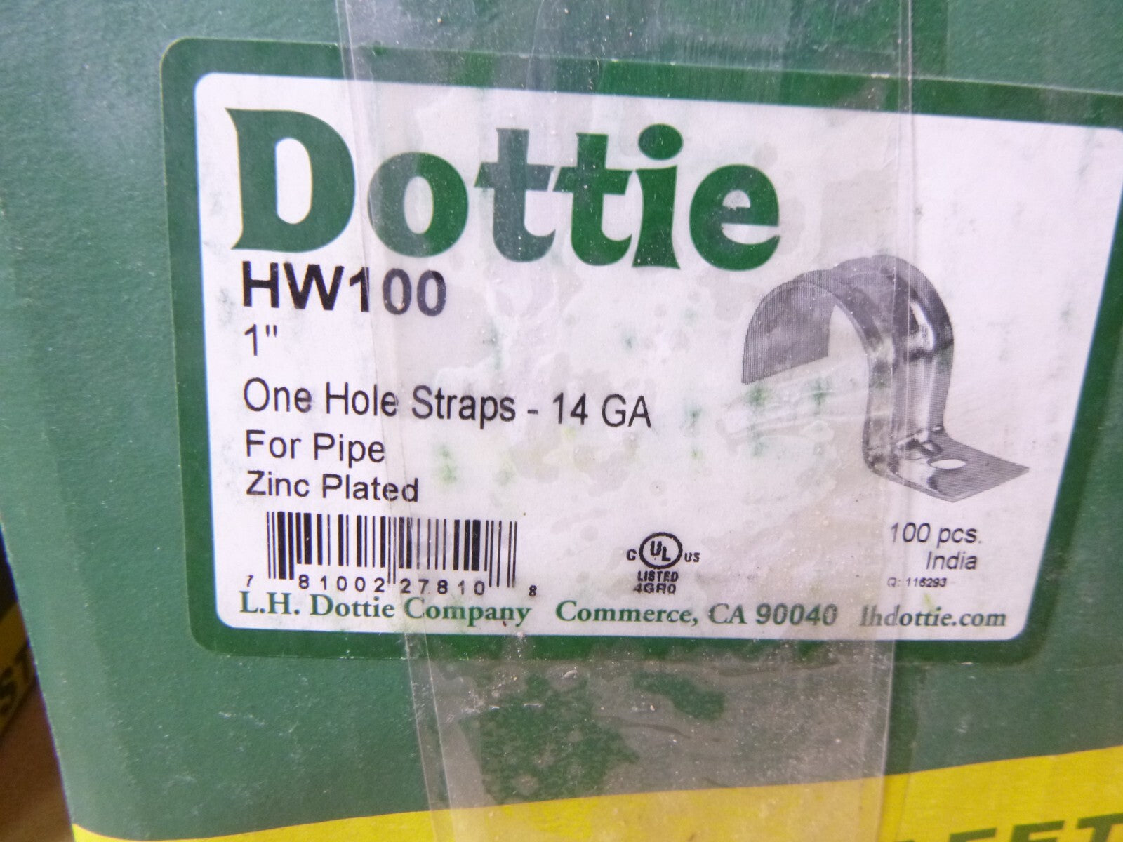 (200 Pc. Lot) Dottie 1" One Hole Pipe Strap, Carbon Steel, 14 Gauge | Industrial Replacement Nuts & Bolts Distributor and Machinery Screws & Fasteners Supply