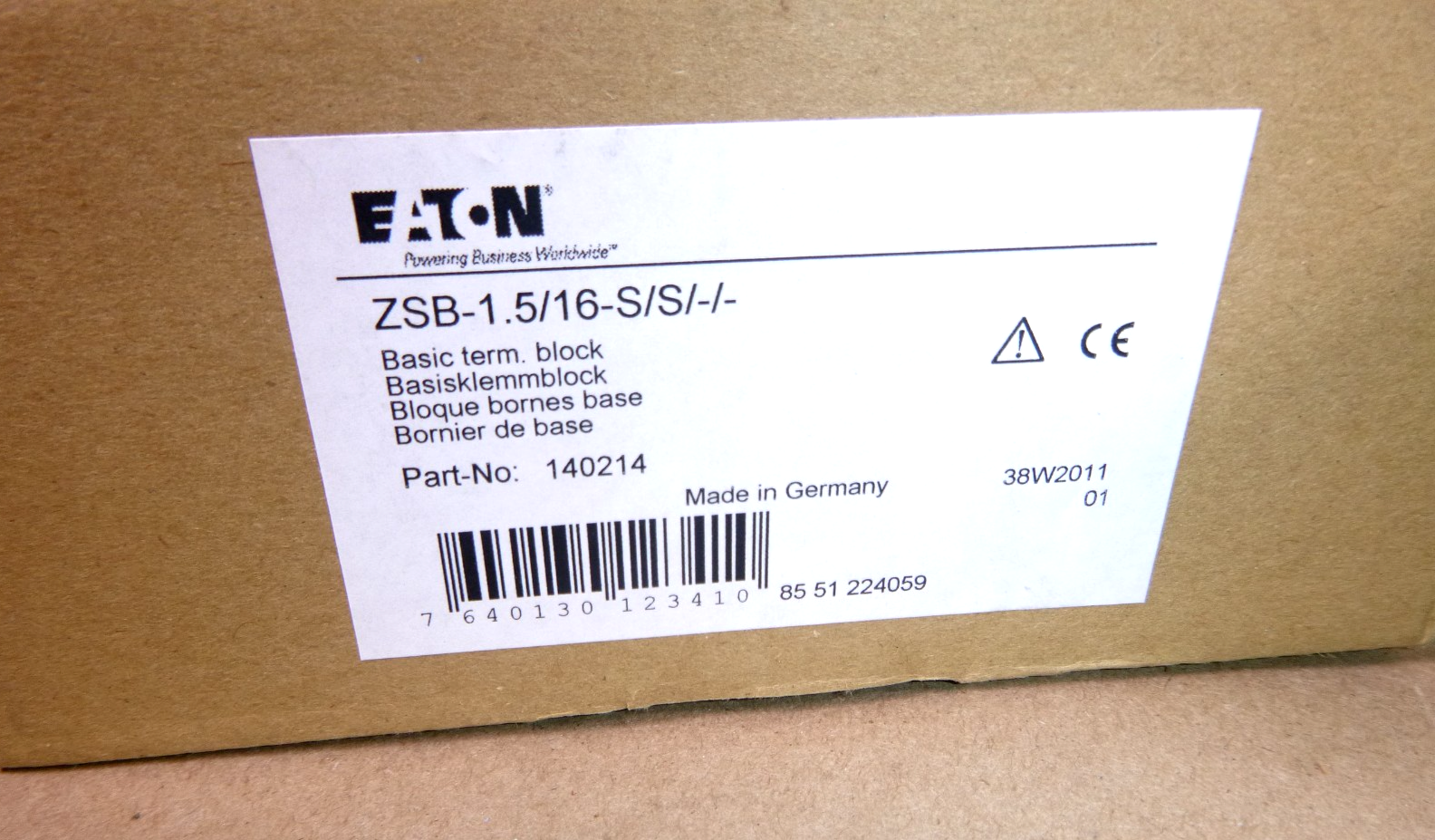 EATON ZSB-1.5/16-S/S/-/- Termial Block 140214 | Electrical MRO Replacement Parts & Components and Commercial Electrical Supplies Company