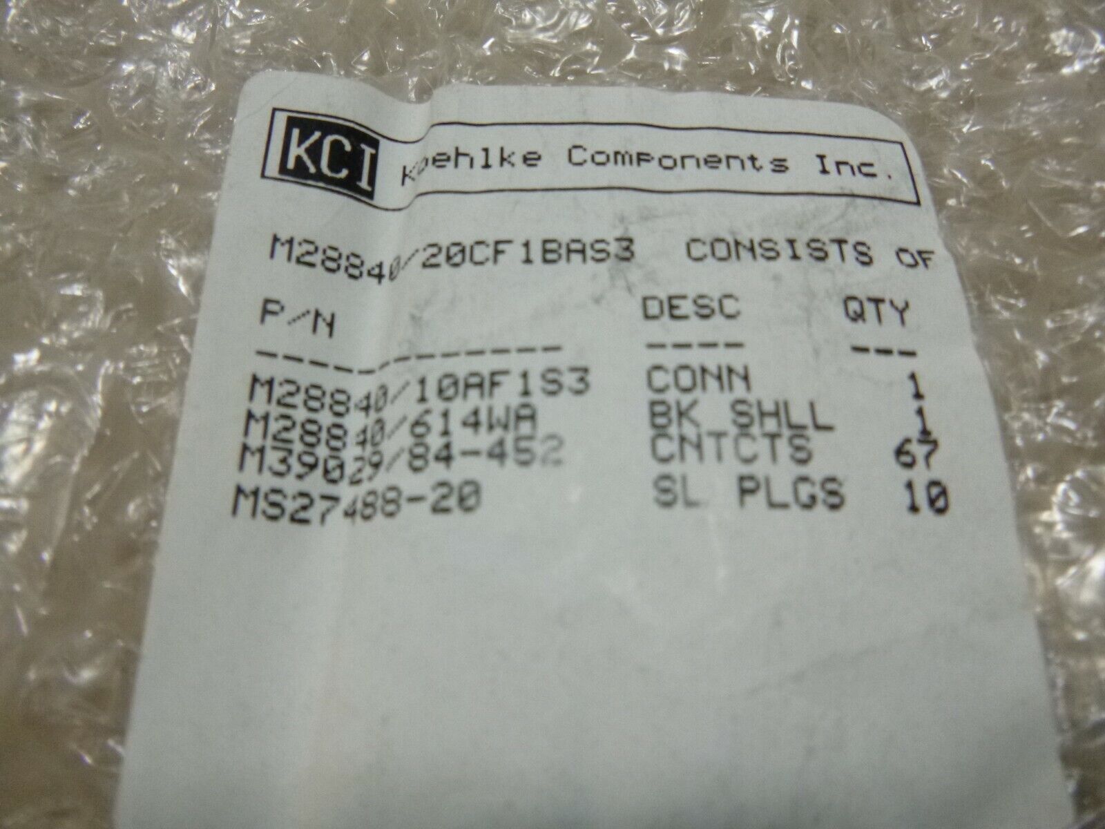 M28840/20CF1BAS3 ELECTRICAL RECEPTACLE CONNECTOR 23-64 SUNBANK 5935-01-460-1556 | Electrical MRO Replacement Parts & Components and Commercial Electrical Supplies Company