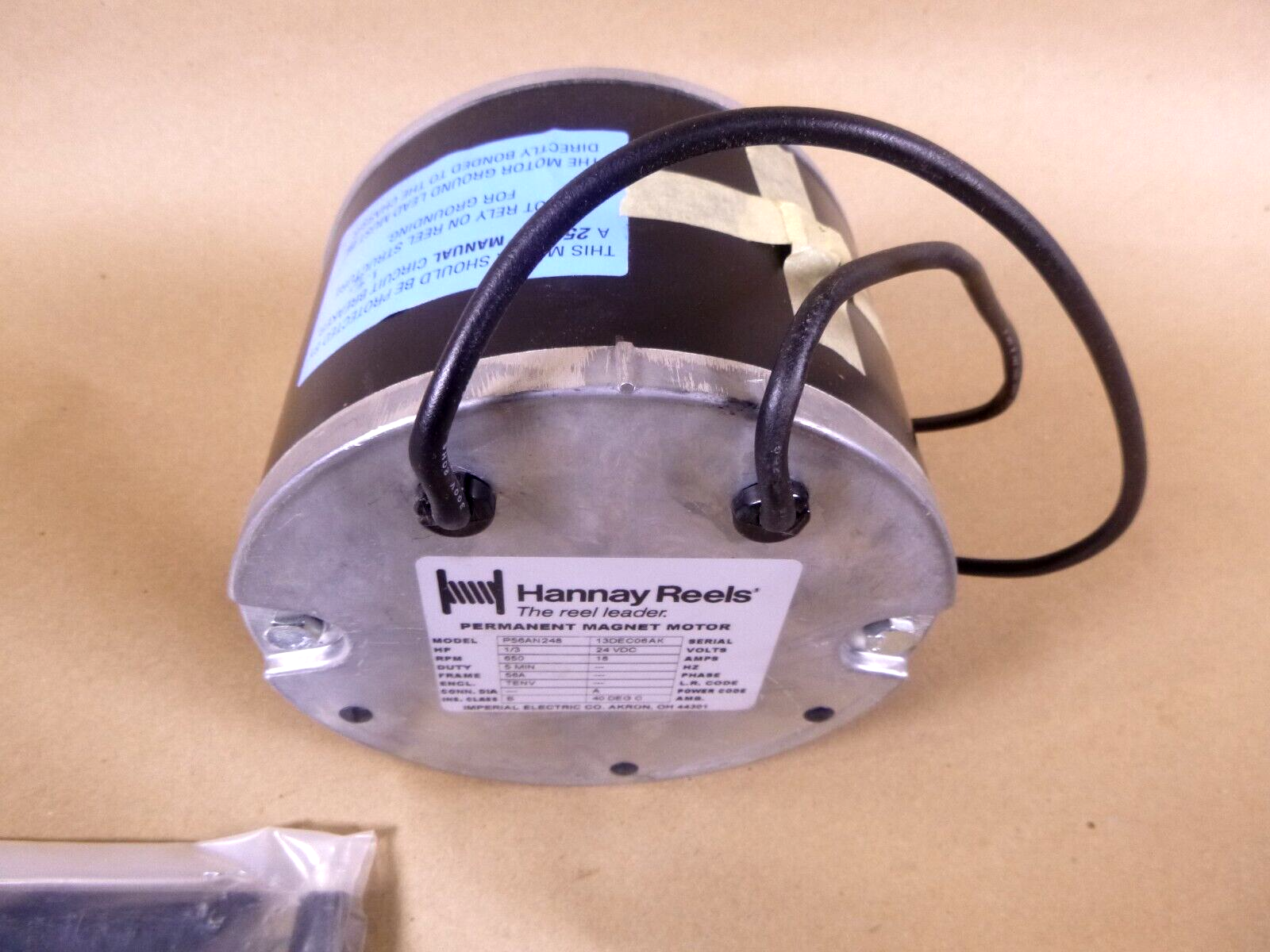 Hannay Reels P56AN24 Power Rewind Reels 24Vdc Electric Motor 1/3Hp 650Rpm 16Amp | Industrial Electric Motors, Pumps & Parts