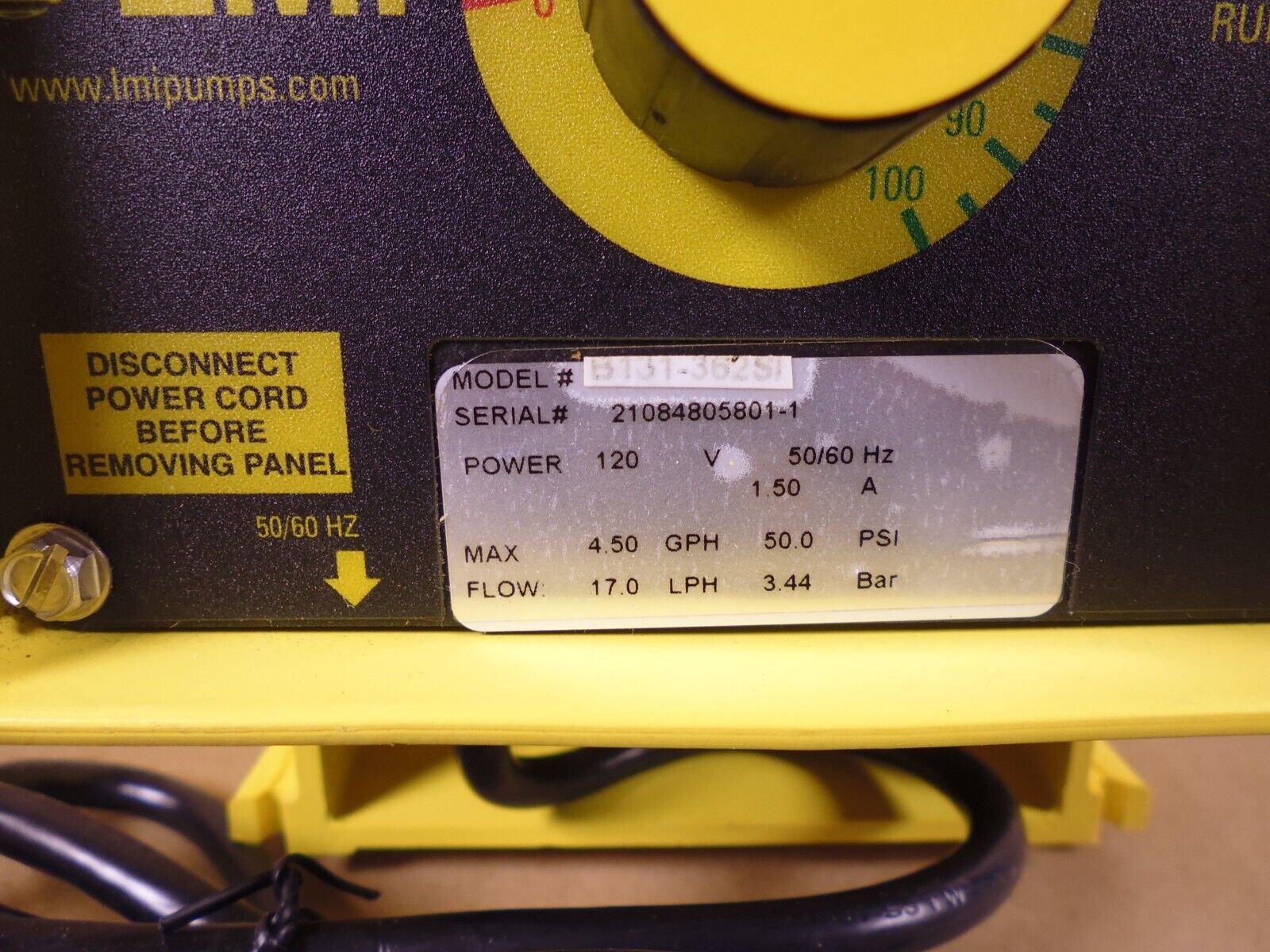 LMI B131-362SI Metering Pump B Series , 120V , 4.5 GPH , 17.0 LPH , 50PSI , 1.5A | Industrial Electric Motors, Pumps & Parts