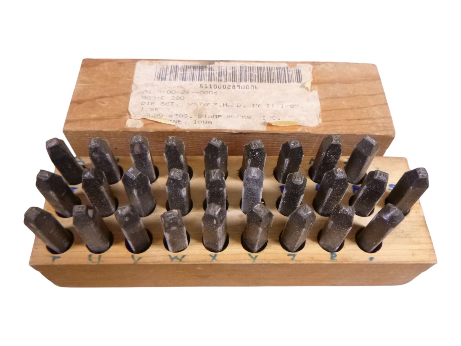 USED YOUNG BROS. Hand Stamp Die Set A-Z , 1/8" LETTERS , 28 Pieces , USA | Industrial MRO Tools and Replacement Industrial Equipment Components