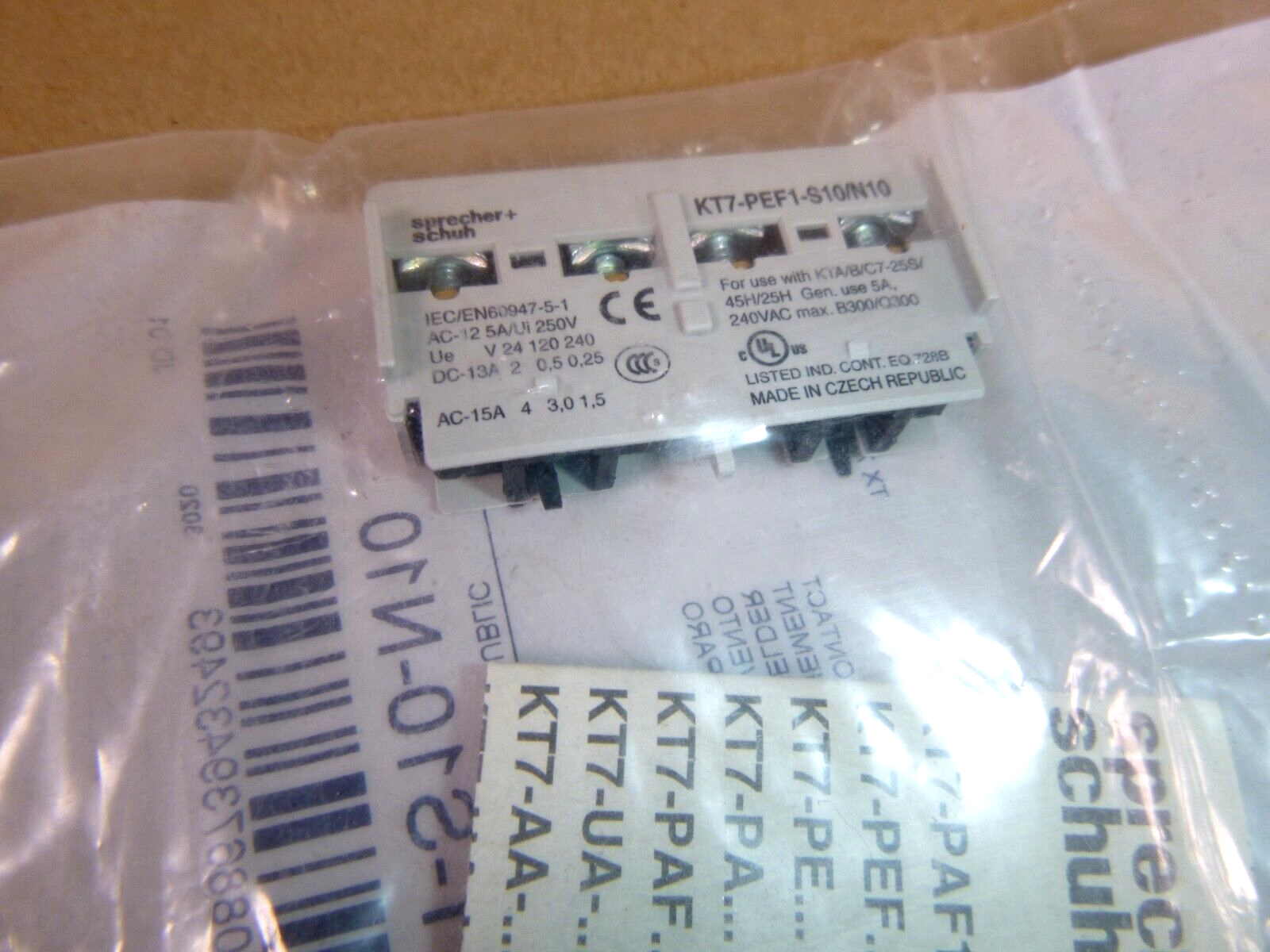 New Sprecher + Schuh KT7-PEF1-S10/N10 Trip Contact, 300 VAC, 2 Pole, 1NO Contact | Electrical MRO Replacement Parts & Components and Commercial Electrical Supplies Company