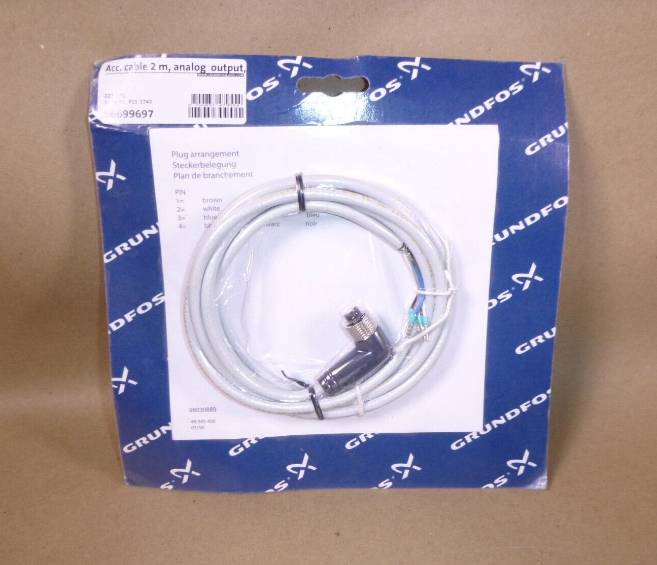 Grundfos 96699697 Angeled Control Output Cable 2 Meter Long For Metering Pump | Industrial MRO Replacement Parts, Manufacturing Machine Parts & Components, Heavy Equipment Parts Supplier