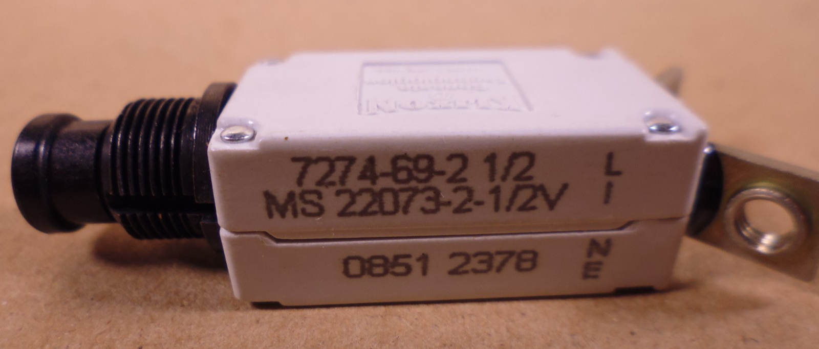 Klixon 7274-69-2 1/2 2.5A Circuit Breaker Sensata MS22073-2-1/2V, 7274 Series | Electrical MRO Replacement Parts & Components and Commercial Electrical Supplies Company