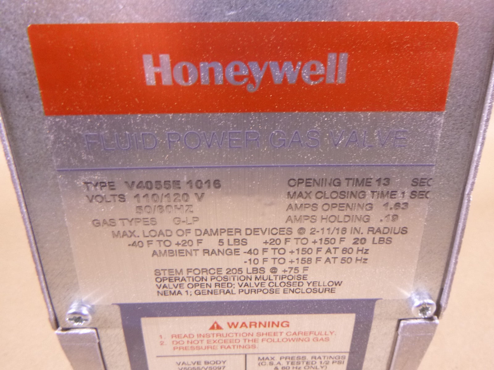 Honeywell V4055E1016 On/Off Fluid Power Gas Valve Actuator 120 Volt V4055E 1016 | Industrial MRO Replacement Parts, Manufacturing Machine Parts & Components, Heavy Equipment Parts Supplier