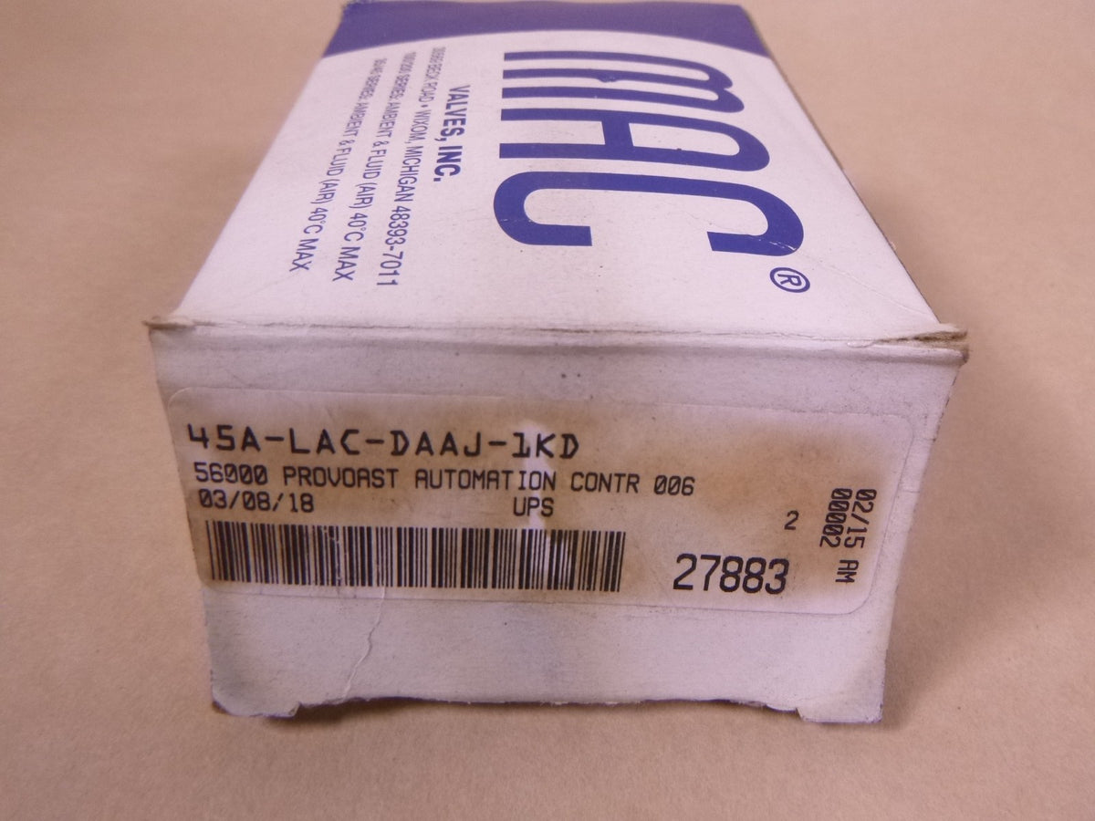 MAC 45A-LAC-DAAJ-1KD Solenoid Valve 120 PSI 110/120 V 50/60HZ 1/8" NPT | Industrial MRO Replacement Parts, Manufacturing Machine Parts & Components, Heavy Equipment Parts Supplier