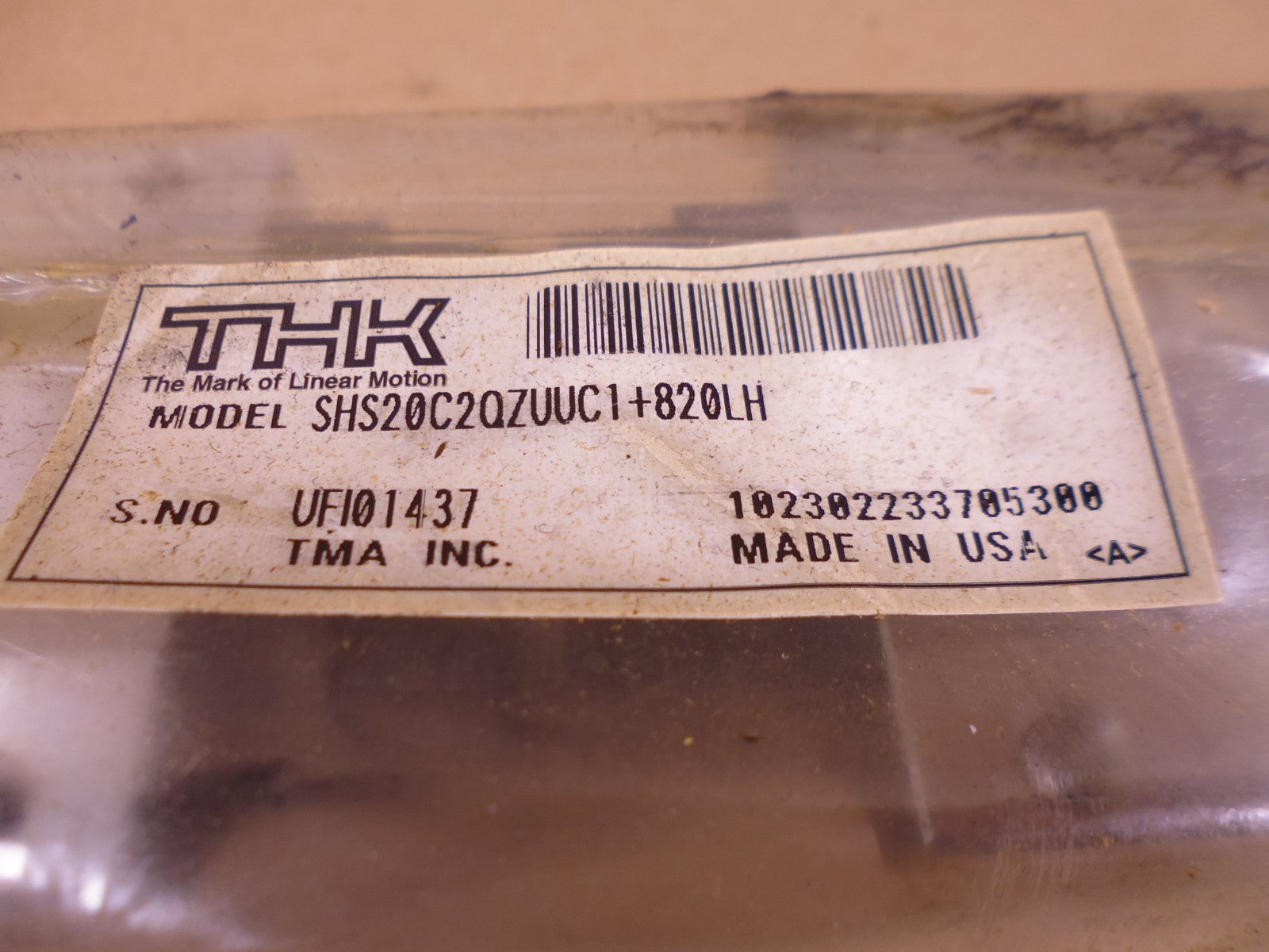 THK SHS20C2QZUUC1+820LH Linear Guide With (2) Guide Blocks | Industrial MRO Replacement Parts, Manufacturing Machine Parts & Components, Heavy Equipment Parts Supplier