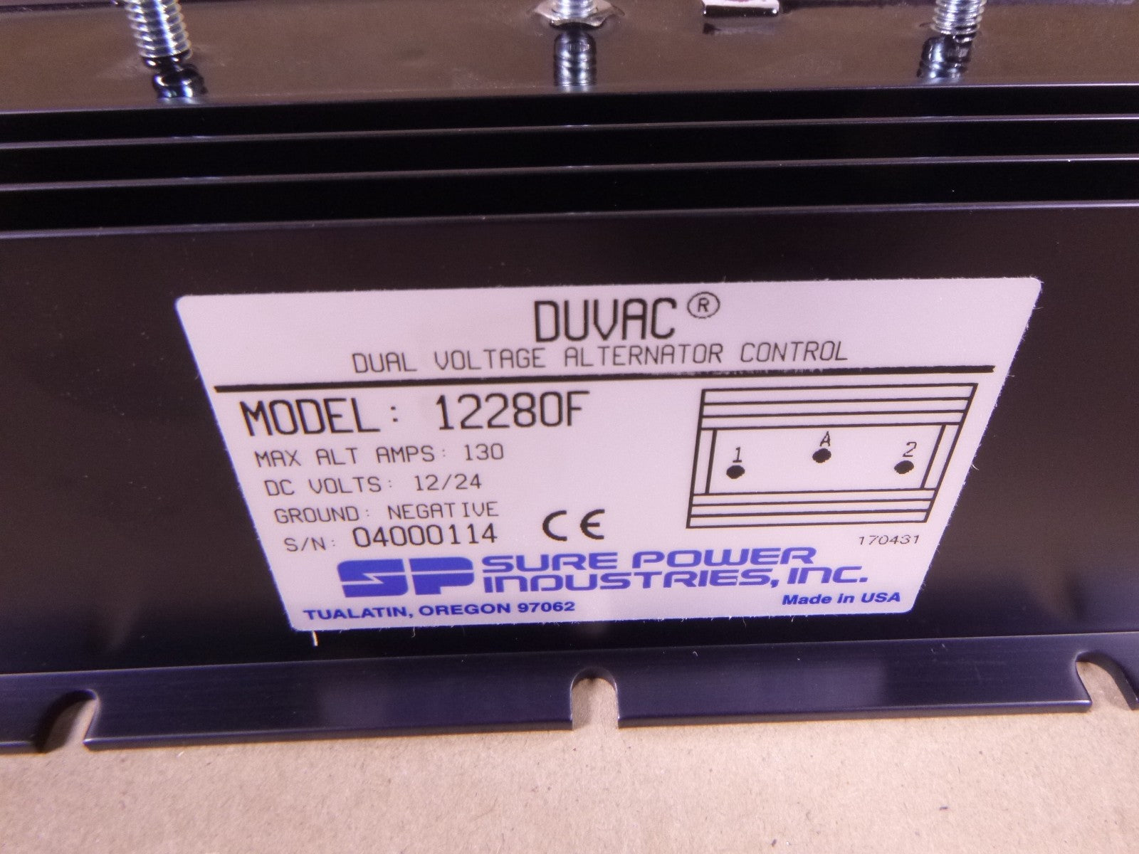 SURE POWER 12280F DUVAC Dual Voltage Alternator Regulator Control 130A 12/24V | Electrical MRO Replacement Parts & Components and Commercial Electrical Supplies Company