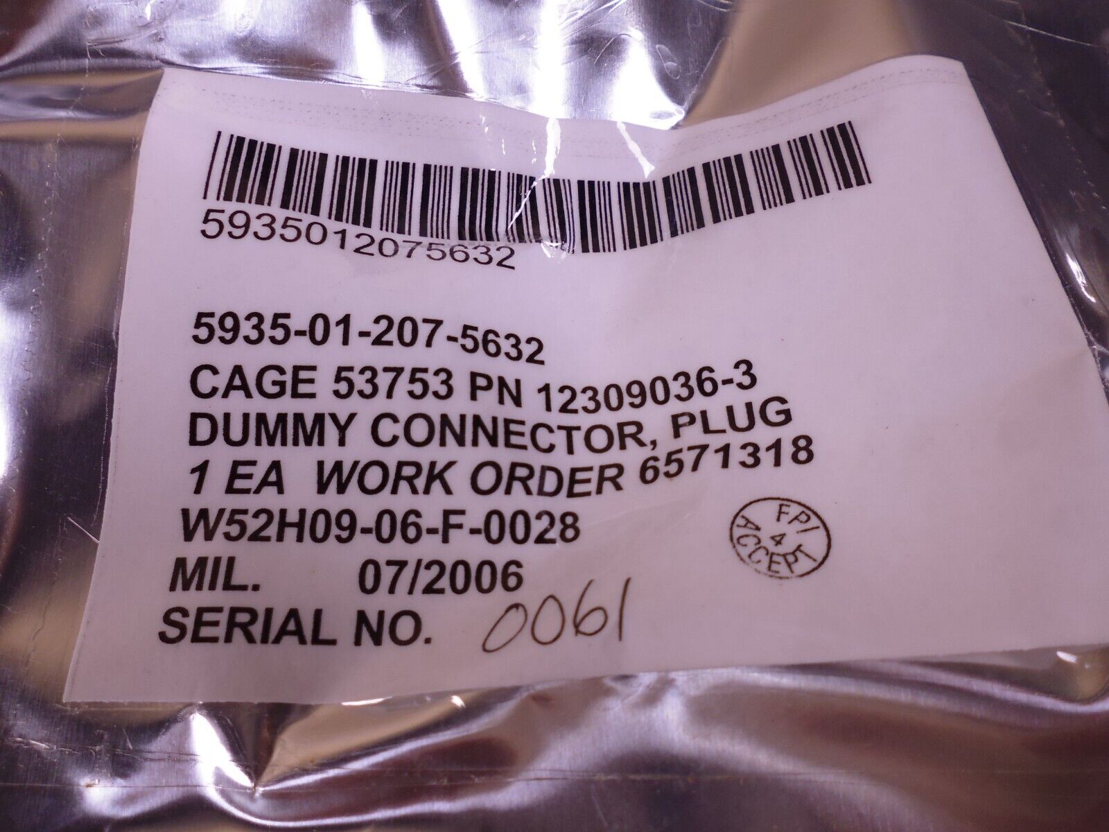 TACOM 12309036-3 Plug Dummy Connector For DSESTS , 5935-01-207-5632 | Replacement Truck Parts, Trailer Accessories, Automobile Supplies, Car Parts & Accessories