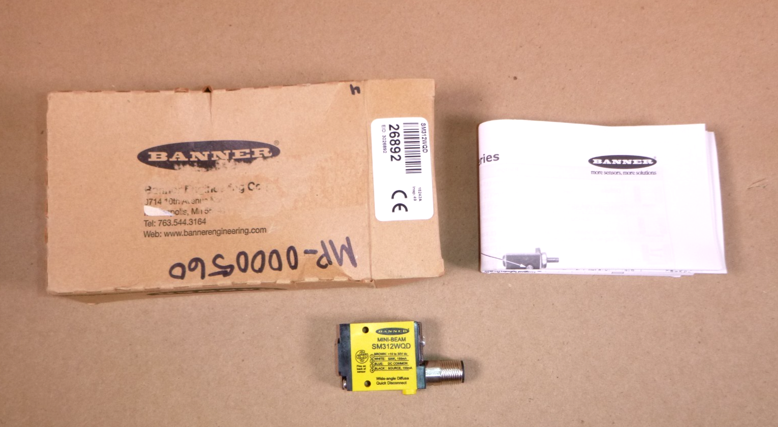 Banner SM312WQD, 26892 Photoelectric Sensor, Divergent Diffuse, 130mm, 30VD | Electrical MRO Replacement Parts & Components and Commercial Electrical Supplies Company