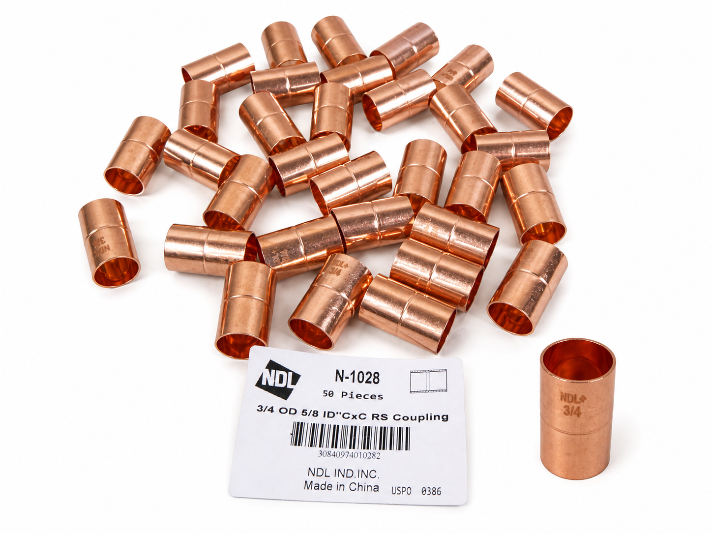 (32 PCS) NDL N-1028 Coupling 3/4" Rolled Stop Wrot Copper HVAC Refrigeration | Industrial Replacement Nuts & Bolts Distributor and Machinery Screws & Fasteners Supply