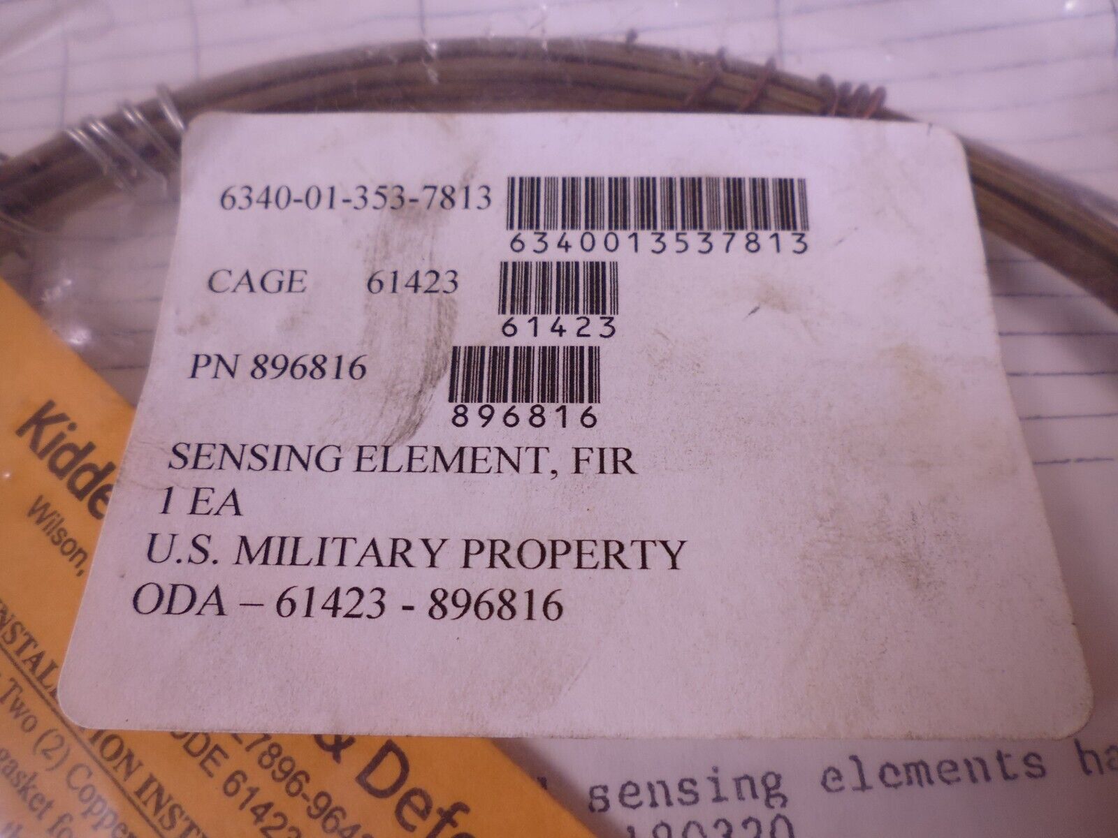 Kidde 896816 Detector Sensing Element , 6340-01-353-7813 | Electrical MRO Replacement Parts & Components and Commercial Electrical Supplies Company