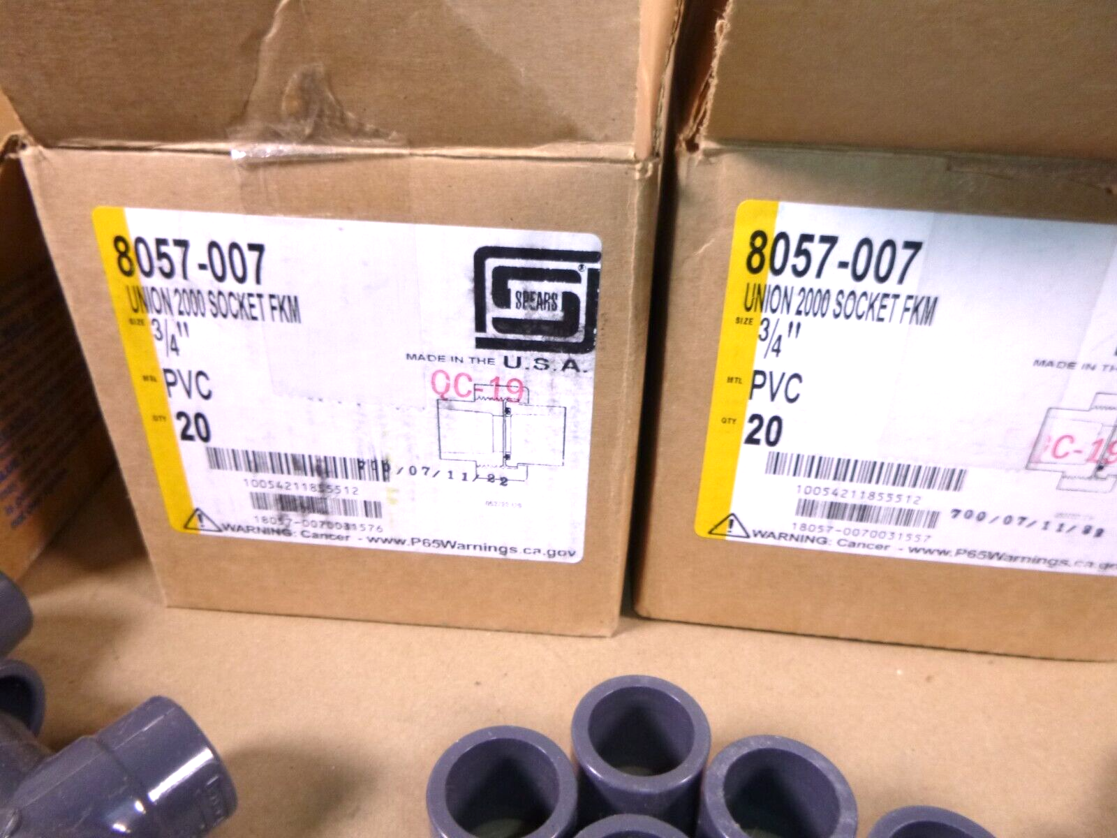 (Lot of 122) Spears 3/4" SCD 80 PVC Socket Couplings, Unions, Elbows, TEE&