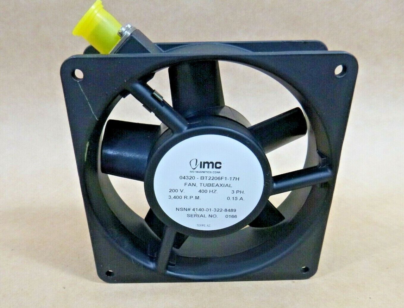 USGI IMC Magnetics 400 Hz. Tubeaxial Fan 3400 Rpm 200 Volt BT2206F-1-17-H | Electrical MRO Replacement Parts & Components and Commercial Electrical Supplies Company